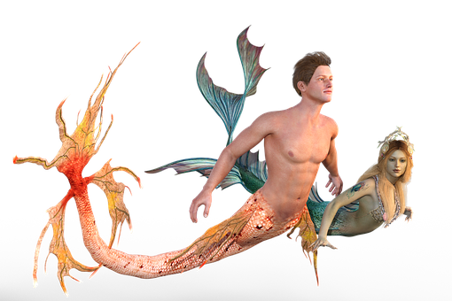奇幻美人魚情侶藝術作品 壁紙