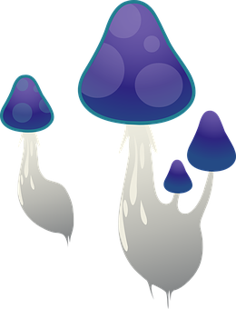 奇幻藍色蘑菇插畫 壁紙