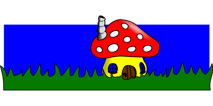 奇幻蘑菇小屋插畫 壁紙