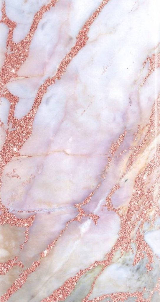 Pink Marble 桌布 壁紙 — 奢華大理石表面，帶有柔和粉紅色紋理，閃爍的玫瑰金點綴在其光滑質感上閃耀。