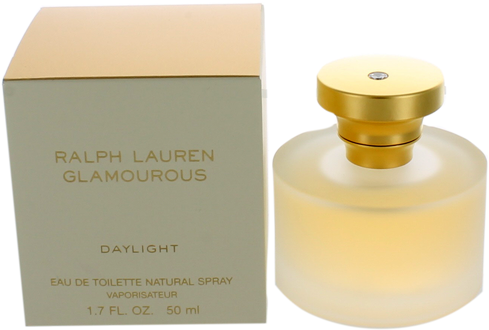 ralph lauren 桌布 壁紙 — 奢華的Ralph Lauren Glamourous香水瓶，搭配金色瓶蓋與成套盒子，置於純黑背景上。