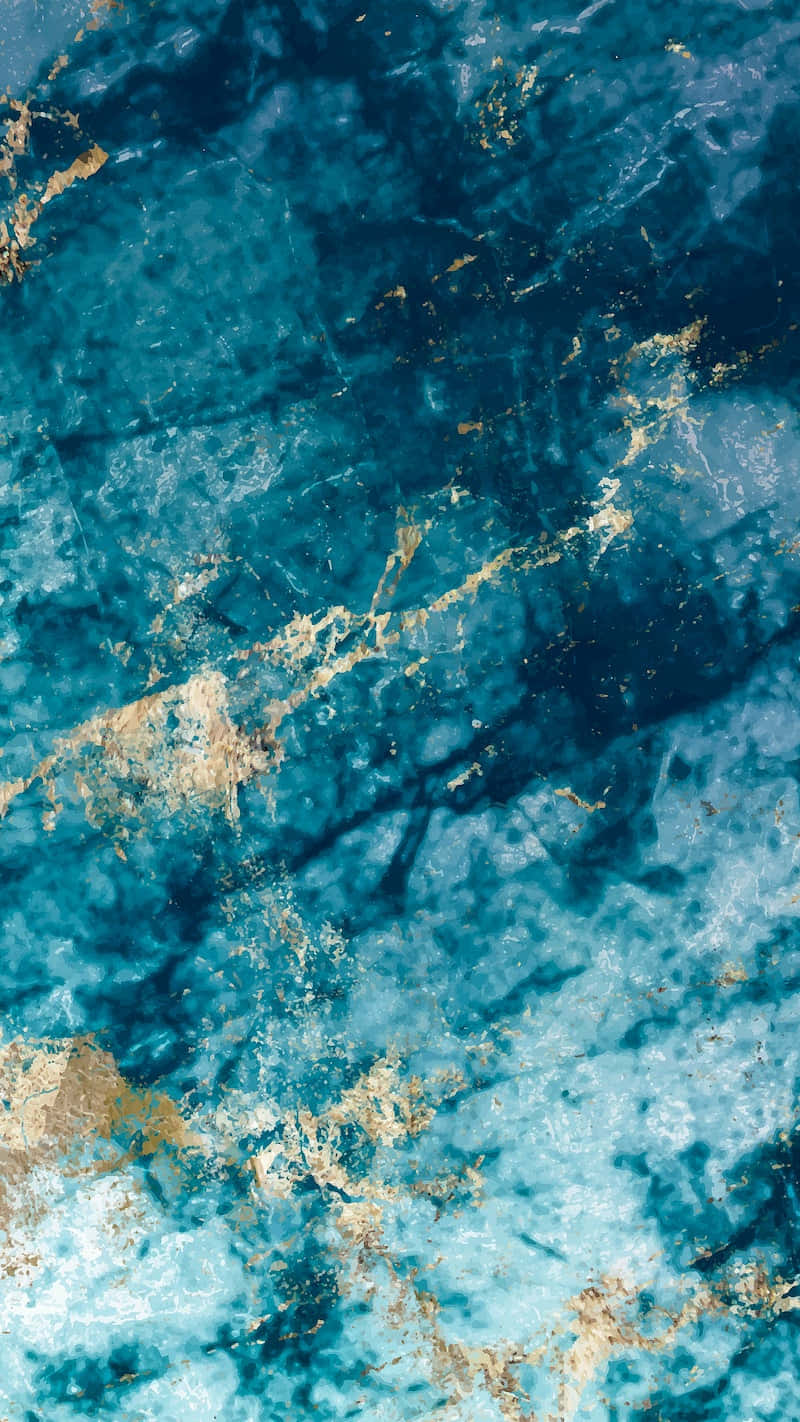 Blue Marble 桌布 壁紙 — 奢華的抽象大理石圖案，帶有深藍色漩渦和閃爍的金色紋理。