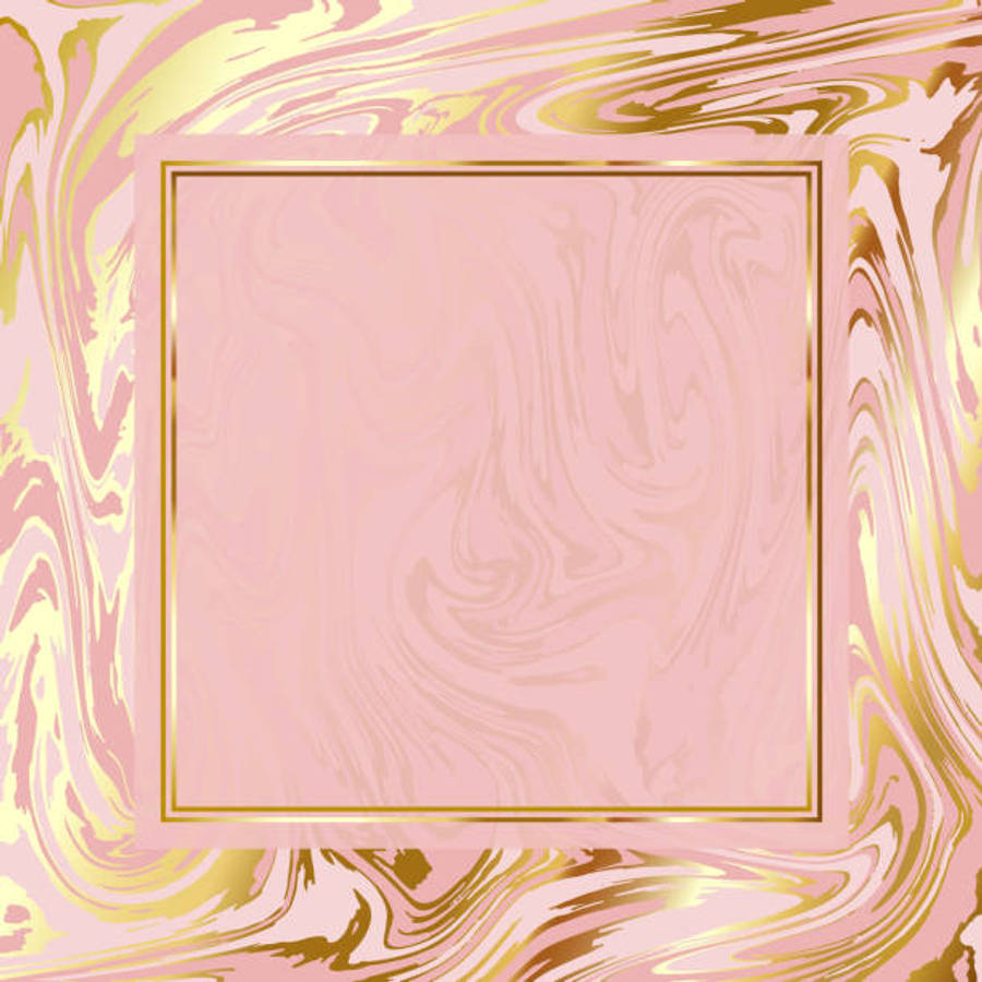 Frame 桌布 壁紙 — 奢華的粉紅和金色大理石漩渦背景，中央有一個方形框架，適合優雅設計。