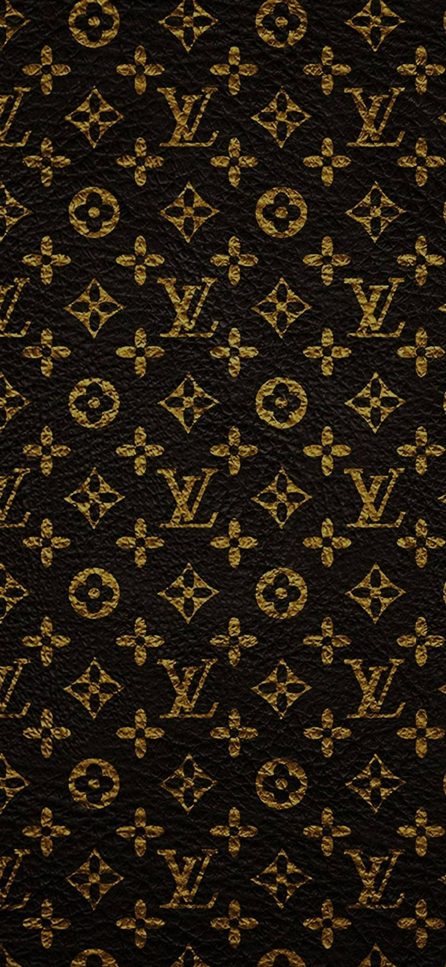 帶有金色Louis Vuitton字母組合圖案的黑色皮革 — 路易威登 GIF 壁紙