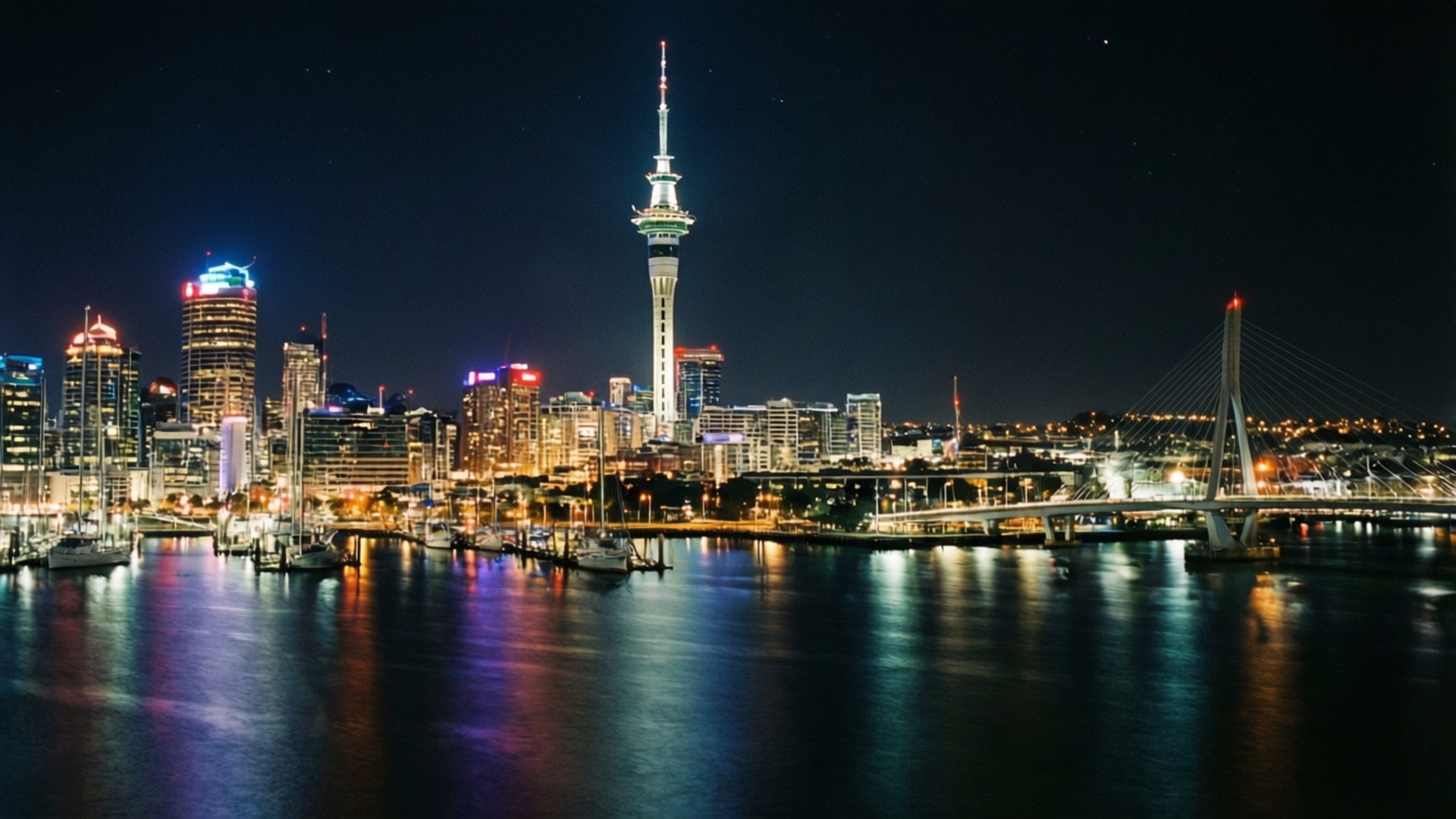 奧克蘭夜景天際線 壁紙