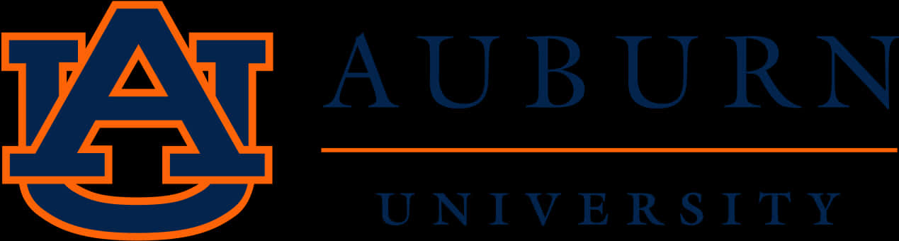 Auburn Logo 桌布 壁紙 — 奧本大學標誌，採用大膽的藍色和橙色交錯字母，以及經典學院字體的「AUBURN UNIVERSITY」文字。