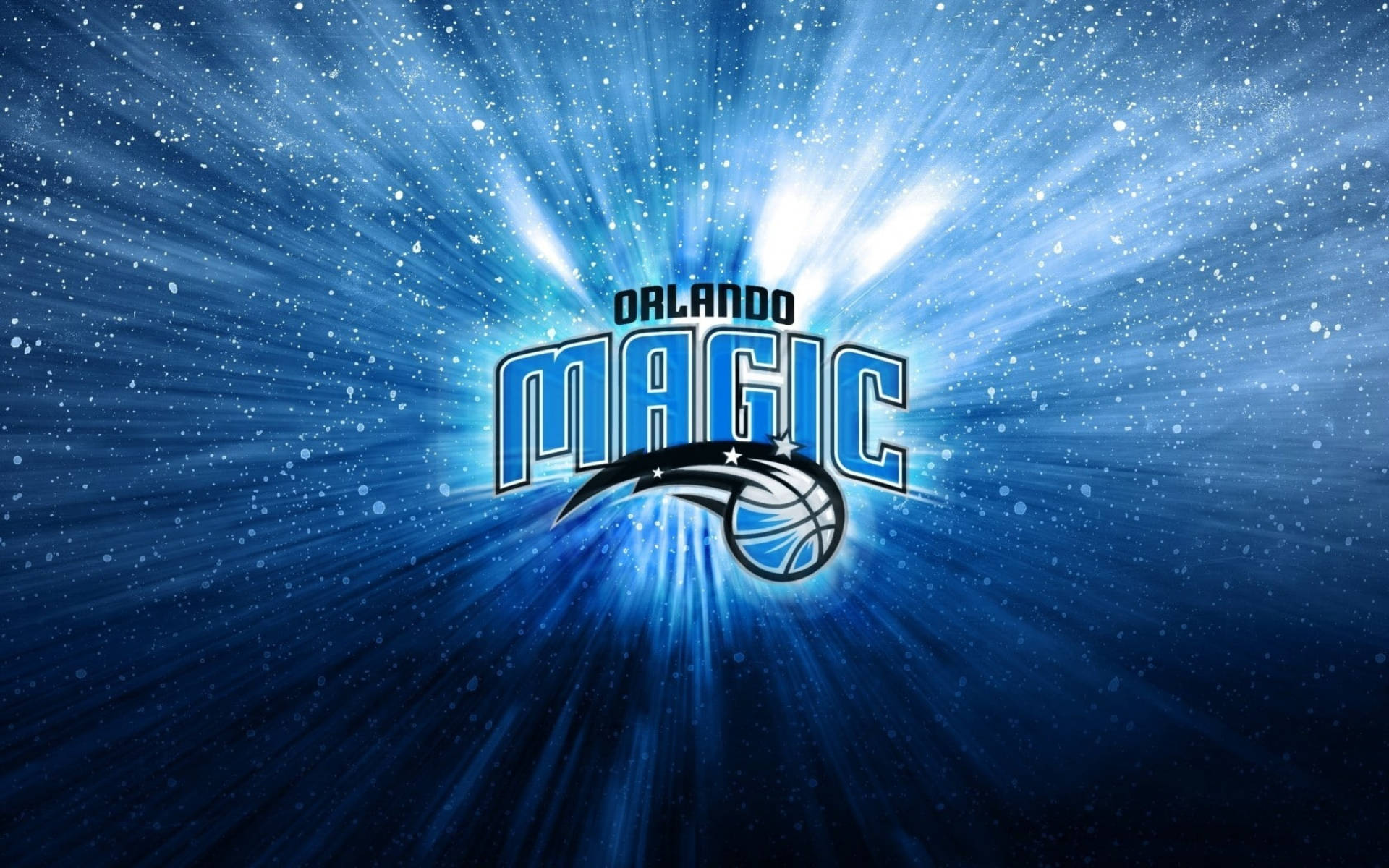 Orlando 桌布 壁紙 — 奧蘭多魔術隊標誌在宇宙星空背景下散發出明亮的藍光。