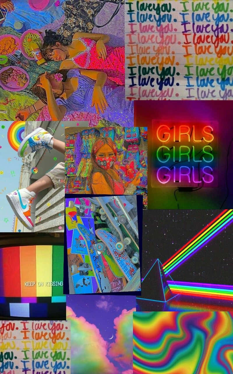 女孩美學 LGBT 彩虹拼貼 壁紙
