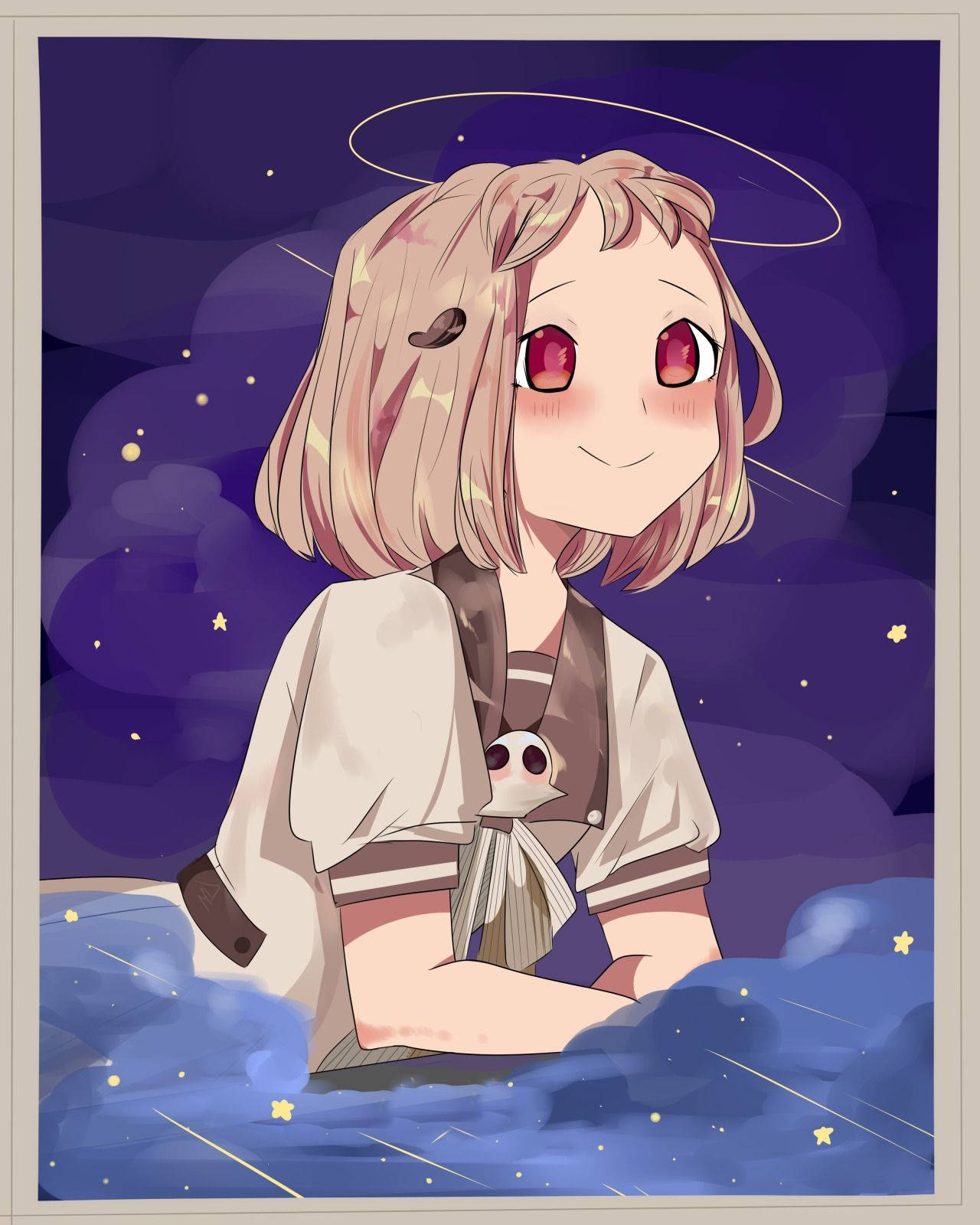 女孩與貓在水中 壁紙