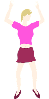 女孩高舉雙手剪影 壁紙
