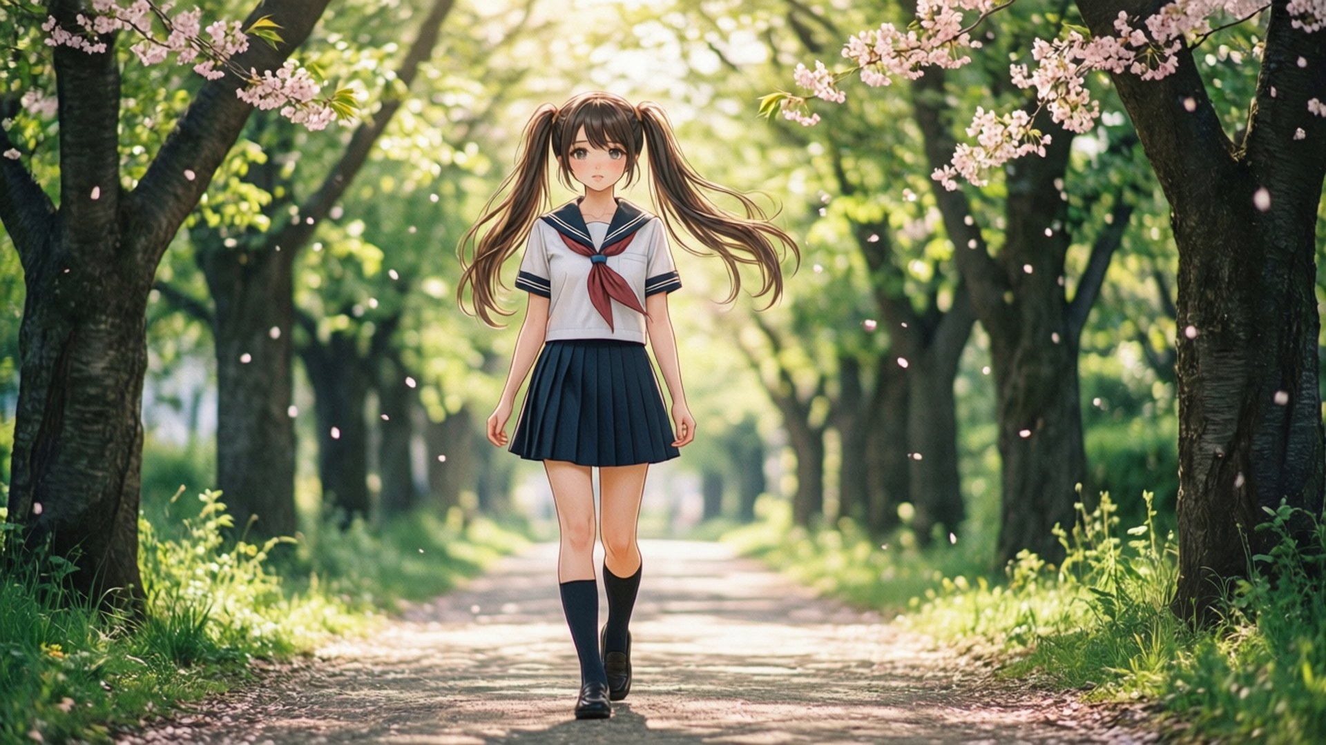 女高中生漫步 壁紙