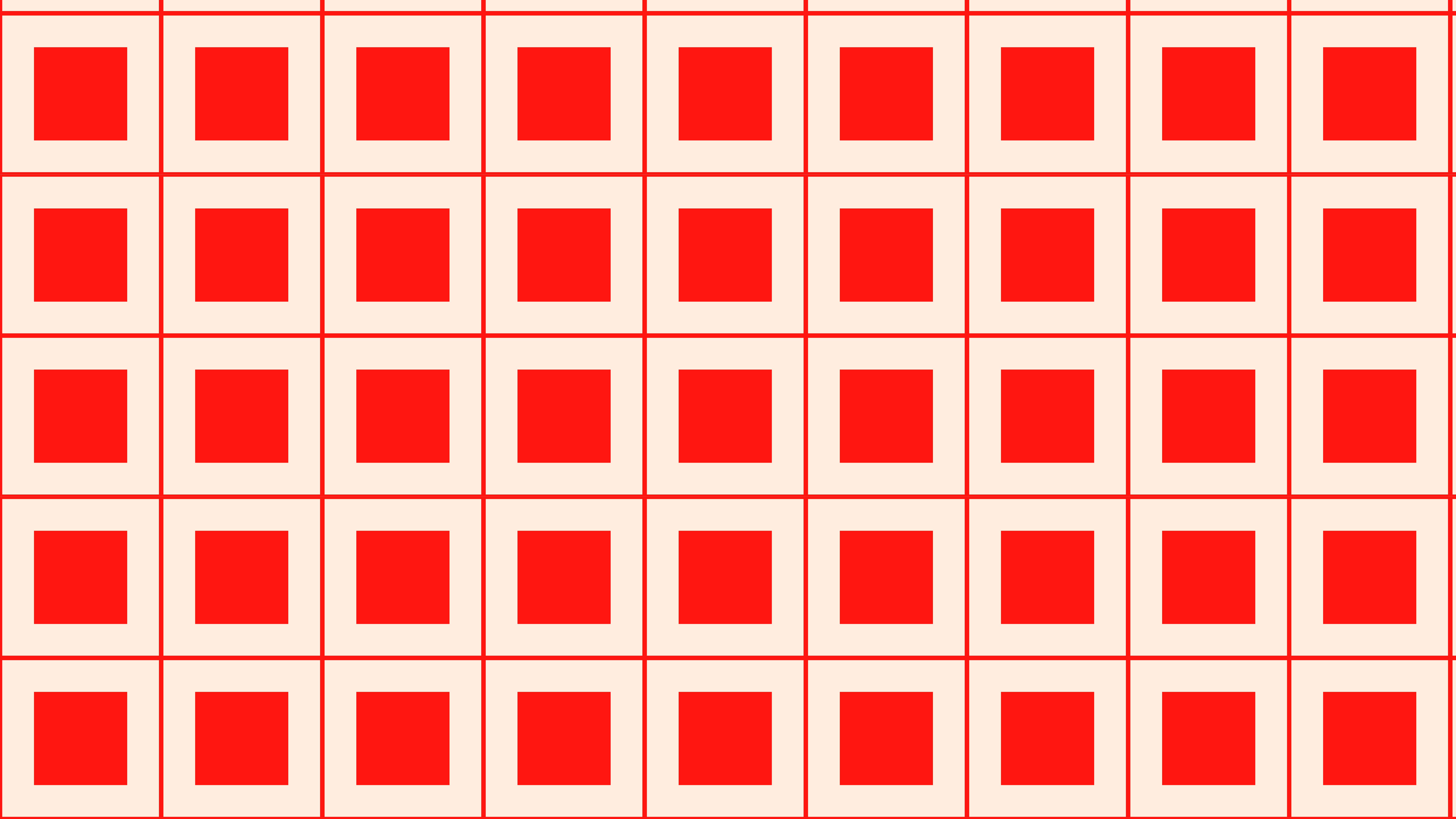 Square 桌布 壁紙 — 奶油色背景上，由細紅線分隔的粗紅方格網格。