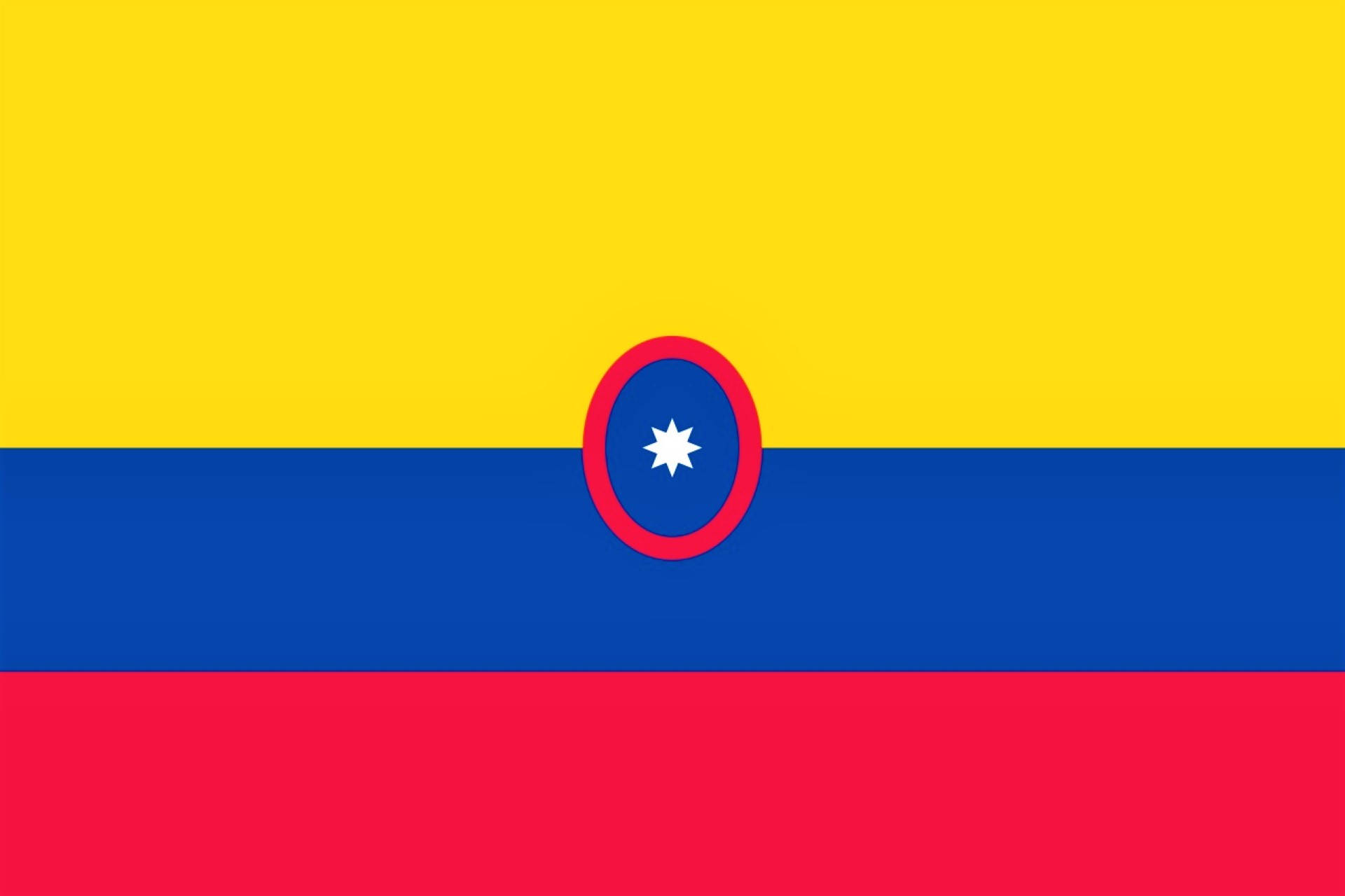 Colombia Flag 桌布 壁紙 — 委內瑞拉國旗，帶有鮮明的黃、藍、紅橫條，中央為紅邊藍圓內的白星。