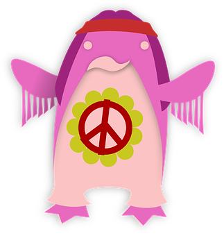 嬉皮和平企鵝插畫 壁紙