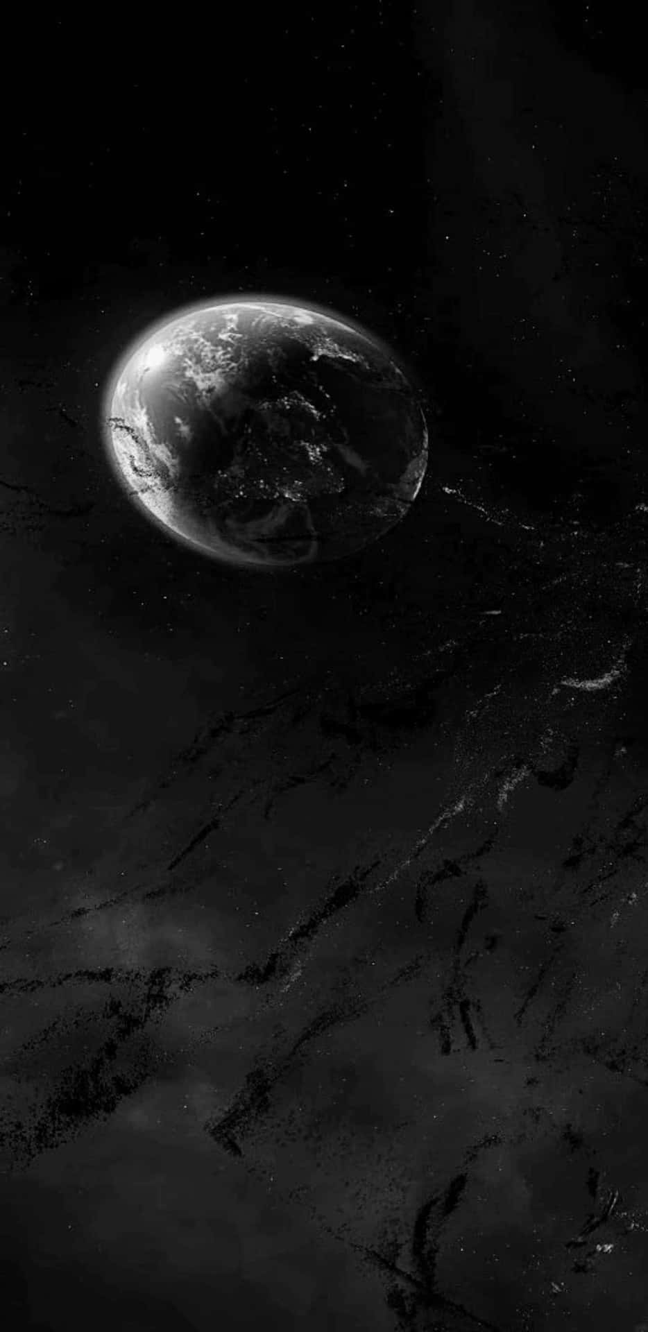 電玩遊戲 桌布 壁紙 — 孤獨的地球在繁星點點的虛空中柔和發光，下方有旋轉的宇宙雲層。
