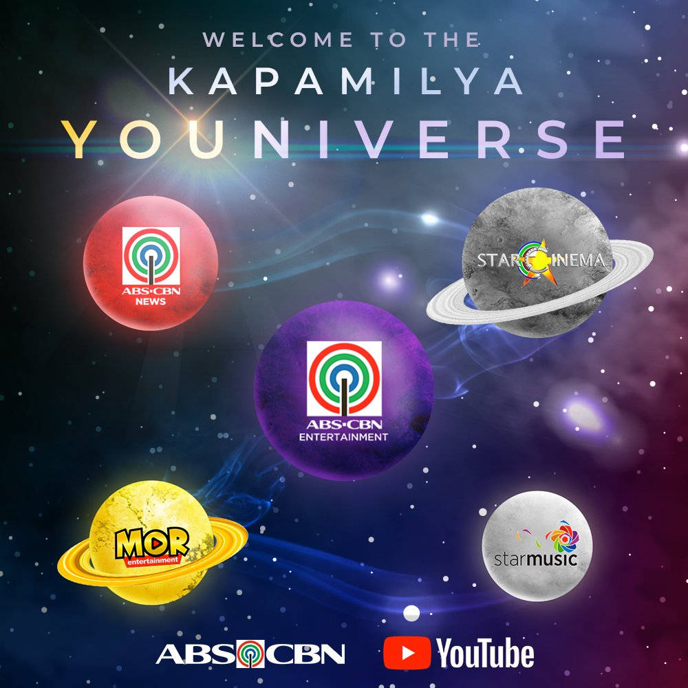 銀河 桌布 壁紙 — 宇宙場景，帶有品牌行星在星空漂浮，歡迎觀眾來到 Kapamilya Youniverse。