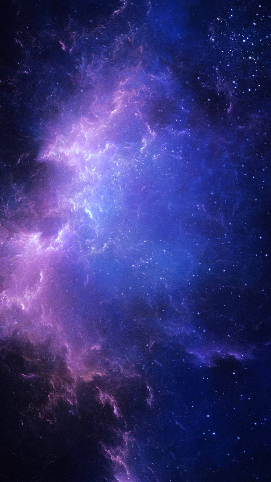 星雲 桌布 壁紙 — 宇宙星雲在星空背景下以充滿活力的紫色和藍色色調旋轉。