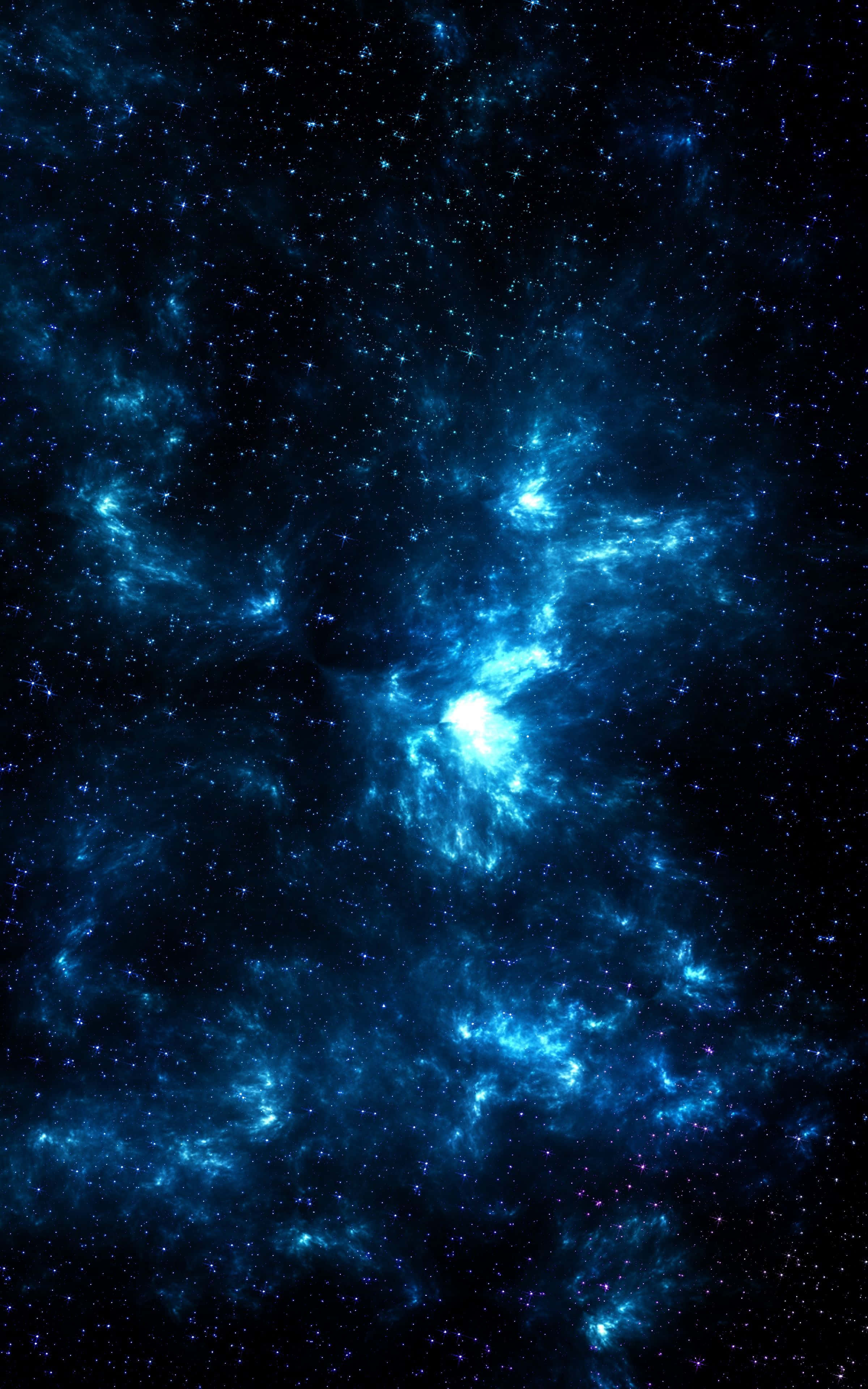 Cool Blue Galaxy 桌布 壁紙 — 宇宙星雲在深空星場中發出電光藍色的觸鬚光芒。