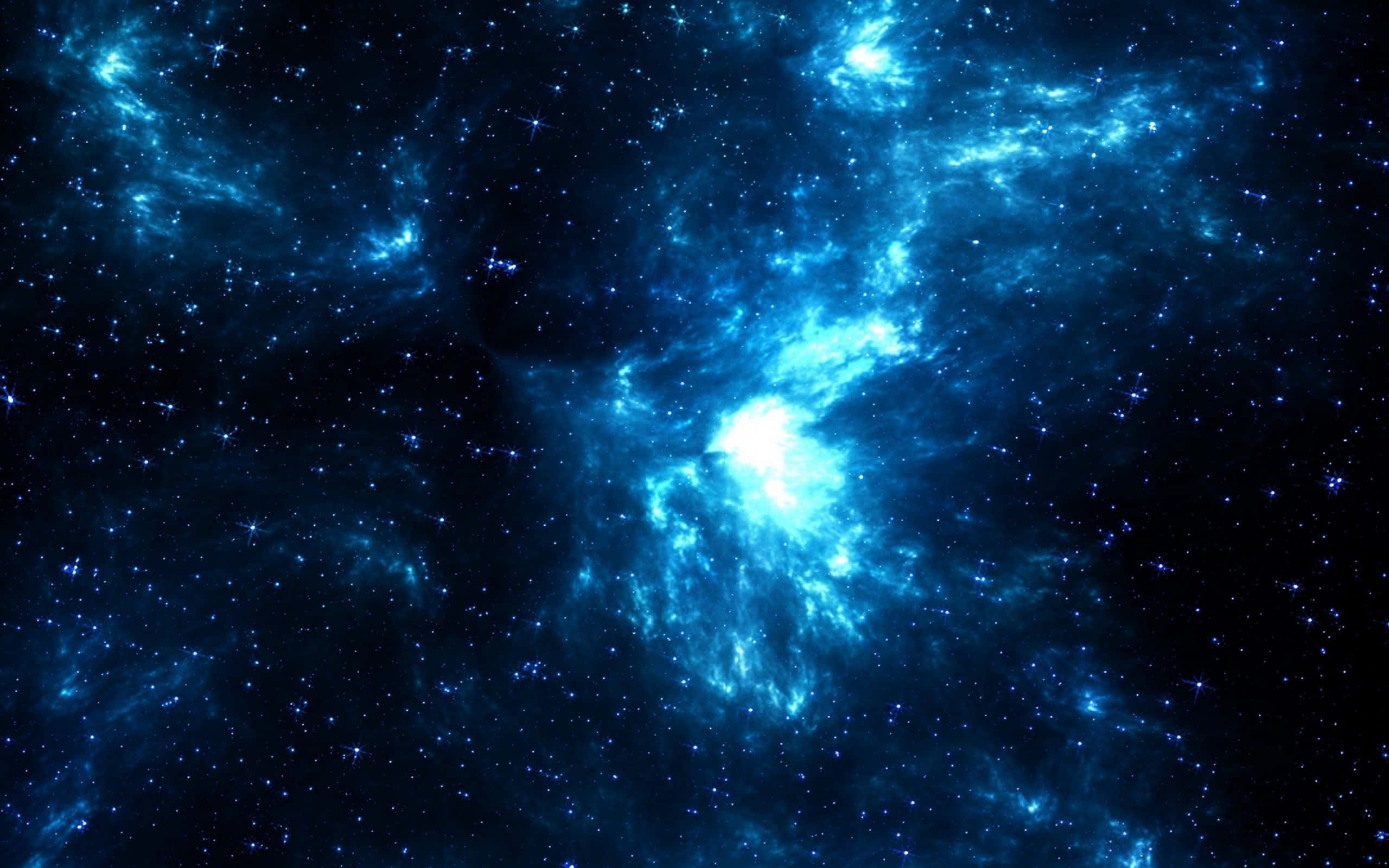 Dark Galaxy 桌布 壁紙 — 宇宙星雲在深空星場中發出電藍色和白色的光芒。