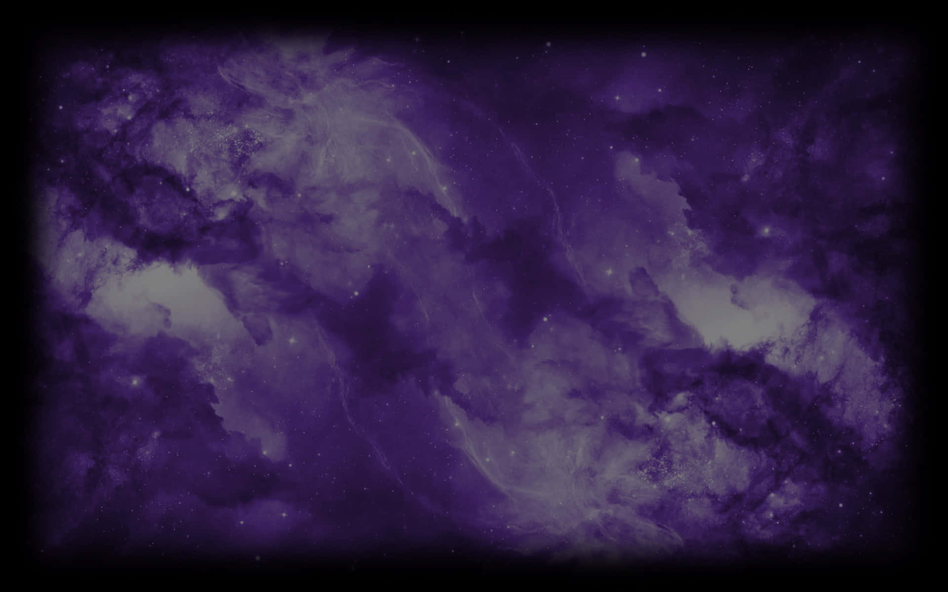 蒸氣龐克 桌布 壁紙 — 宇宙星雲在深紫色和銀色中旋轉，散落的星星點綴在黑暗虛空之中。