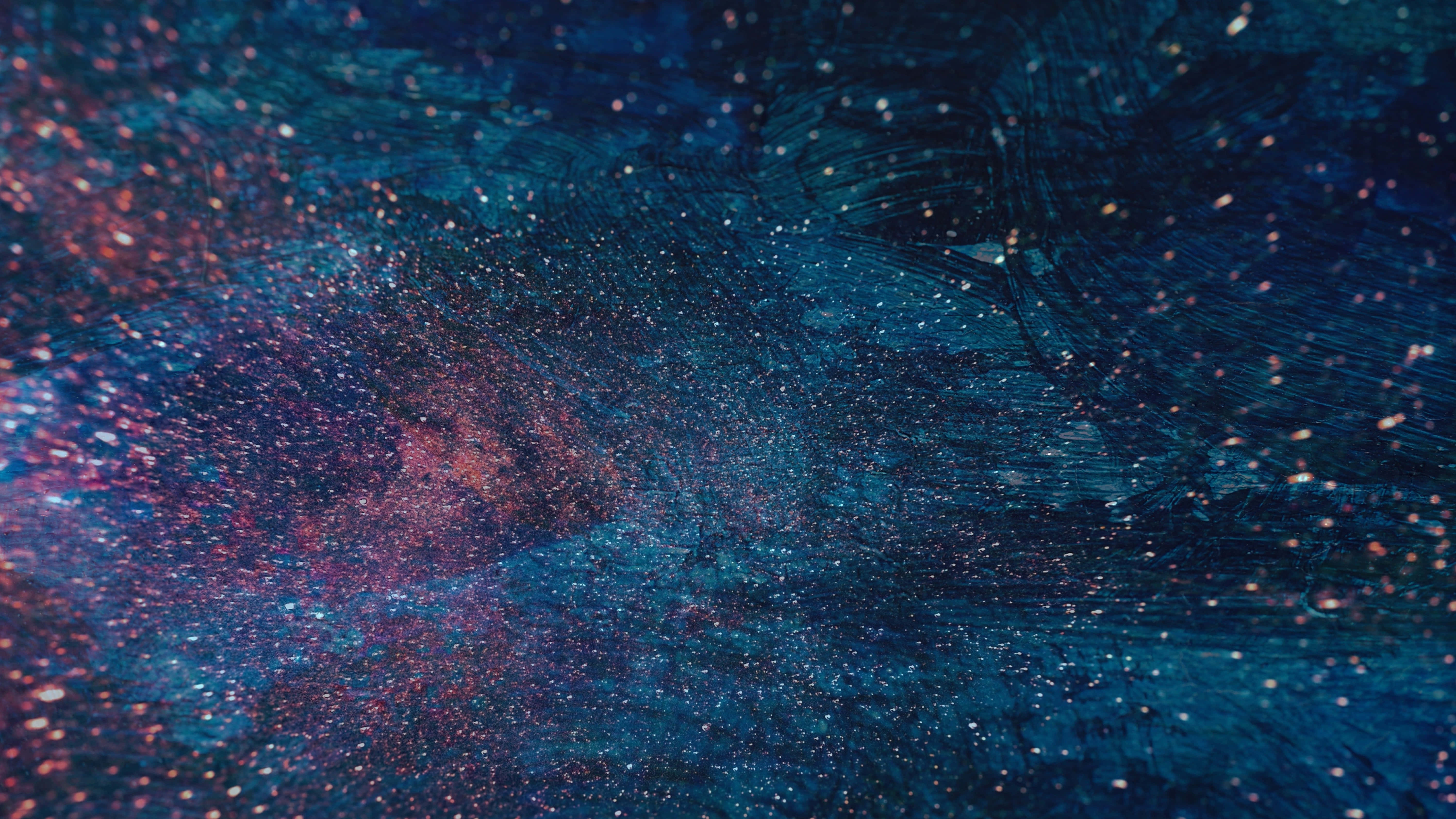 Colorful Abstract 桌布 壁紙 — 宇宙星雲在深藍色和洋紅色中旋轉，閃爍的星星映襯著紋理筆觸背景。