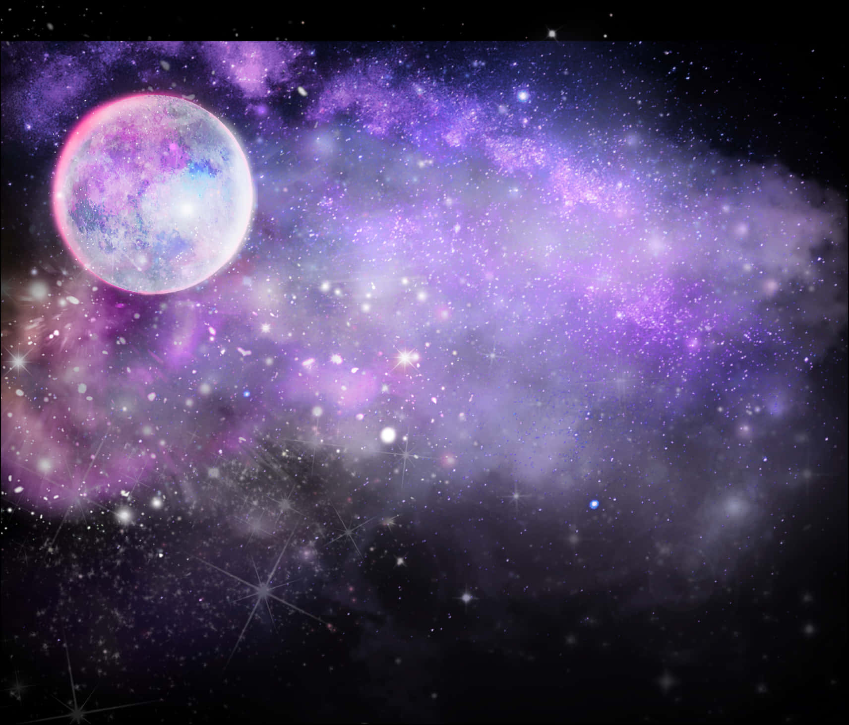 宇宙視野配彩色星雲與行星