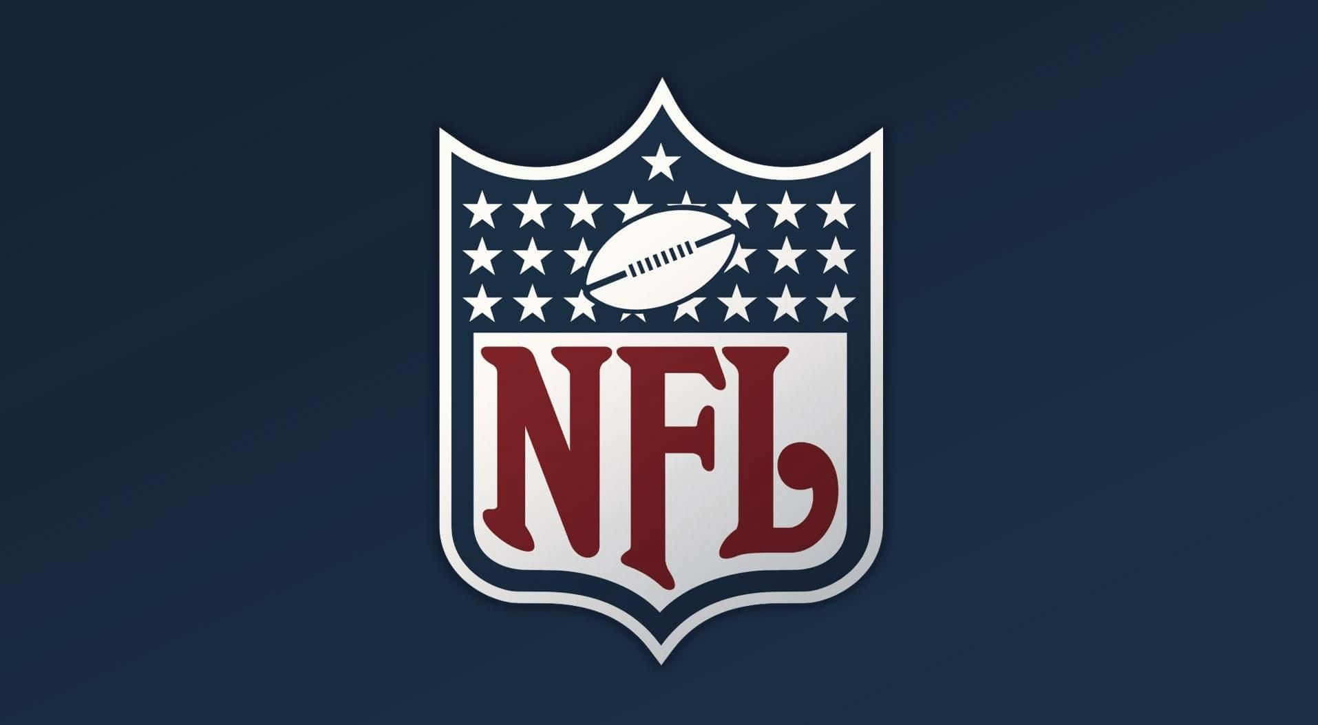 NFL 桌布 壁紙 — 官方NFL標誌居中於深藍色漸變背景上，帶有白色星星和一個橄欖球，位於粗體紅色字母上方。
