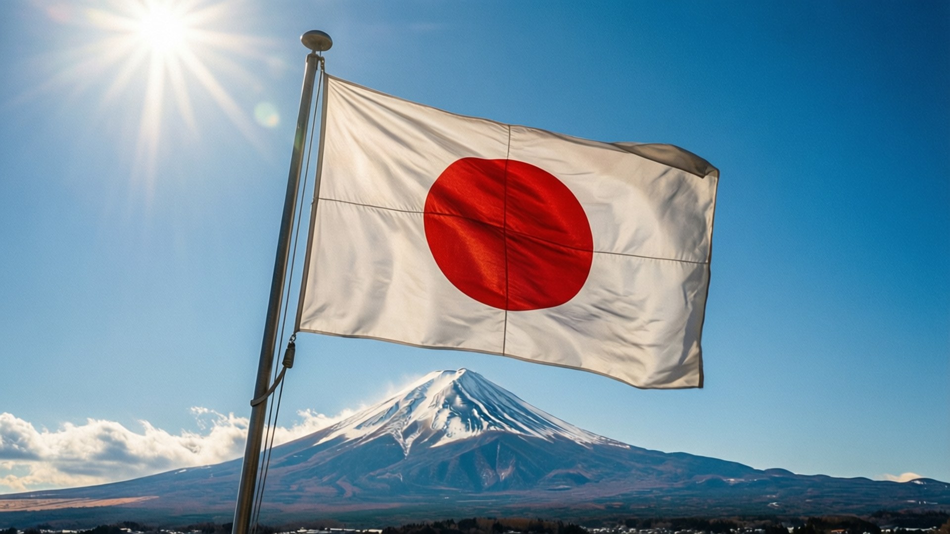 富士山與日本國旗 壁紙