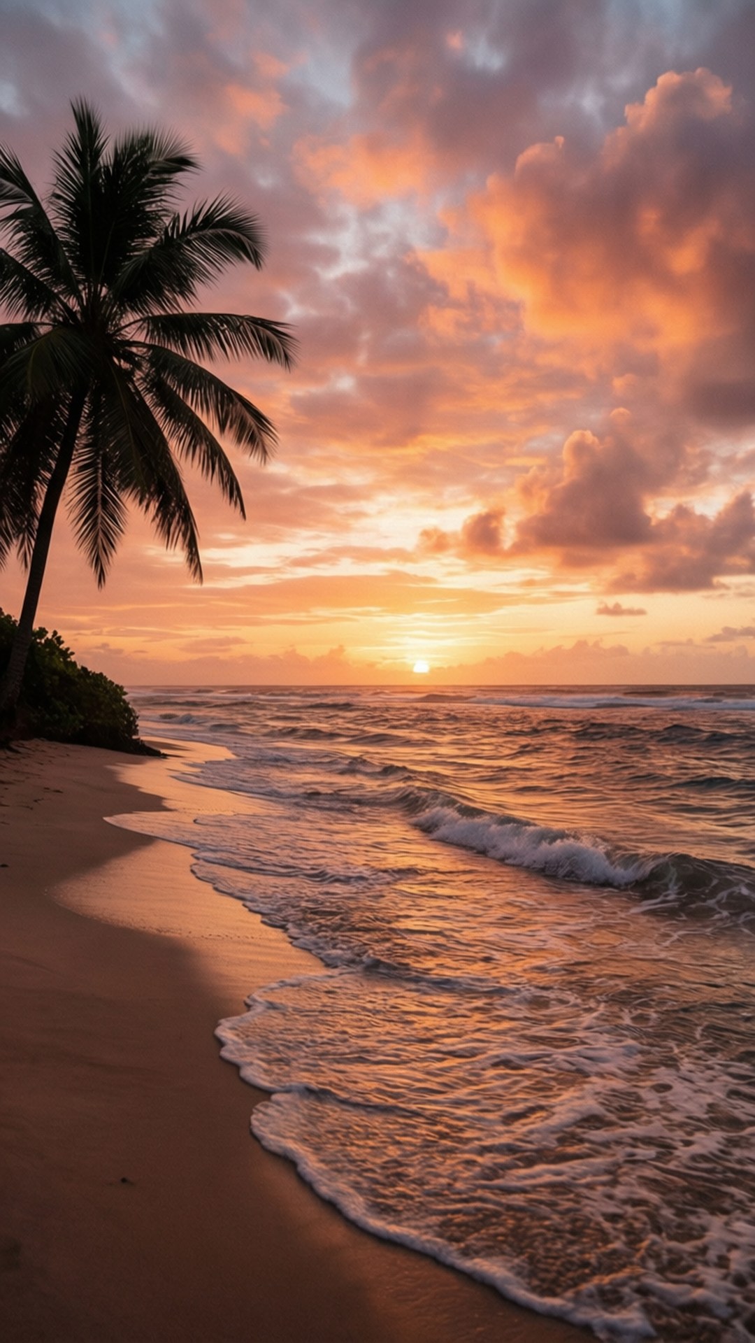寧靜海灘夕陽 壁紙