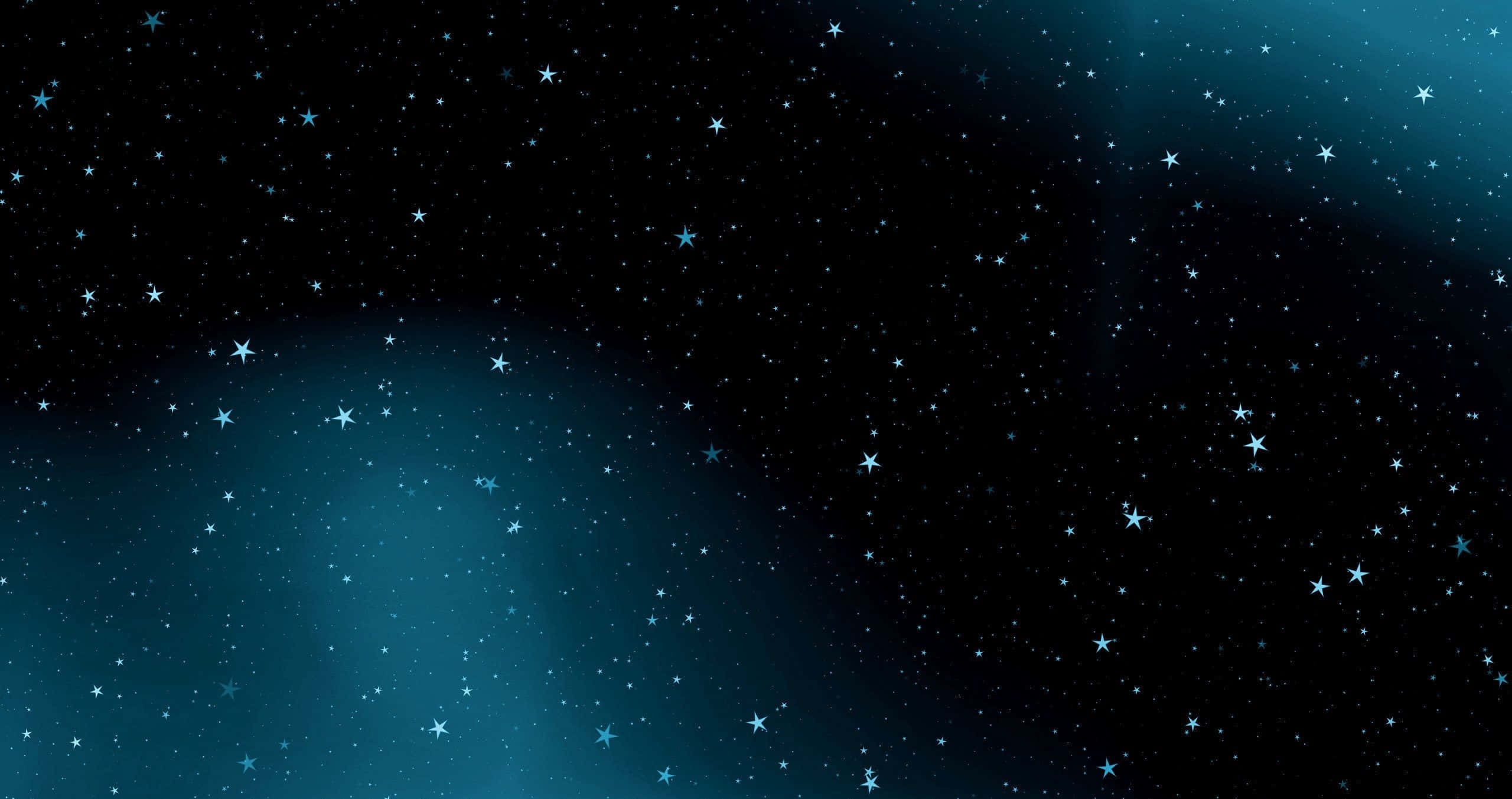 Black Galaxy 桌布 壁紙 — 寧靜的夜空，佈滿閃爍的星星和柔和的藍色星雲光芒。