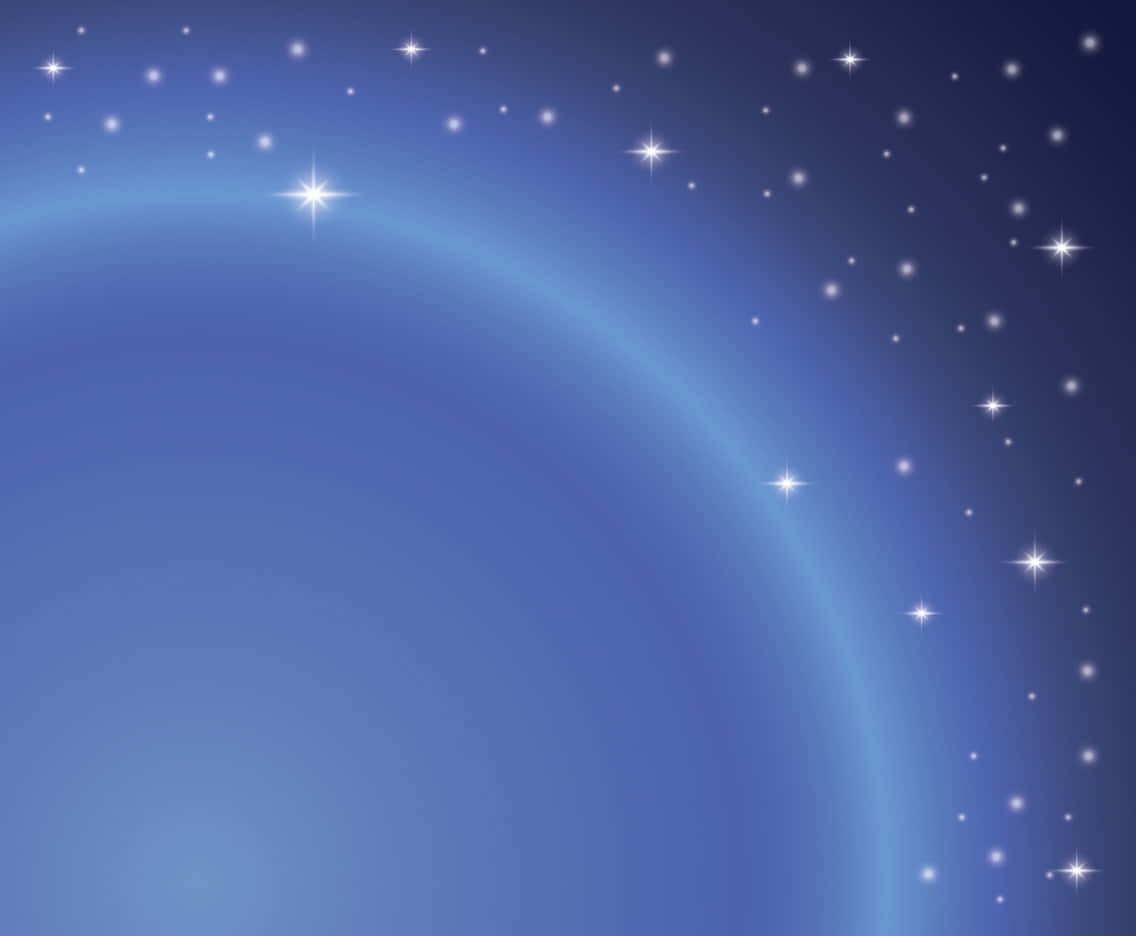 星星動圖 桌布 壁紙 — 寧靜的夜空，閃爍的星星和柔和的光弧，深藍色調。