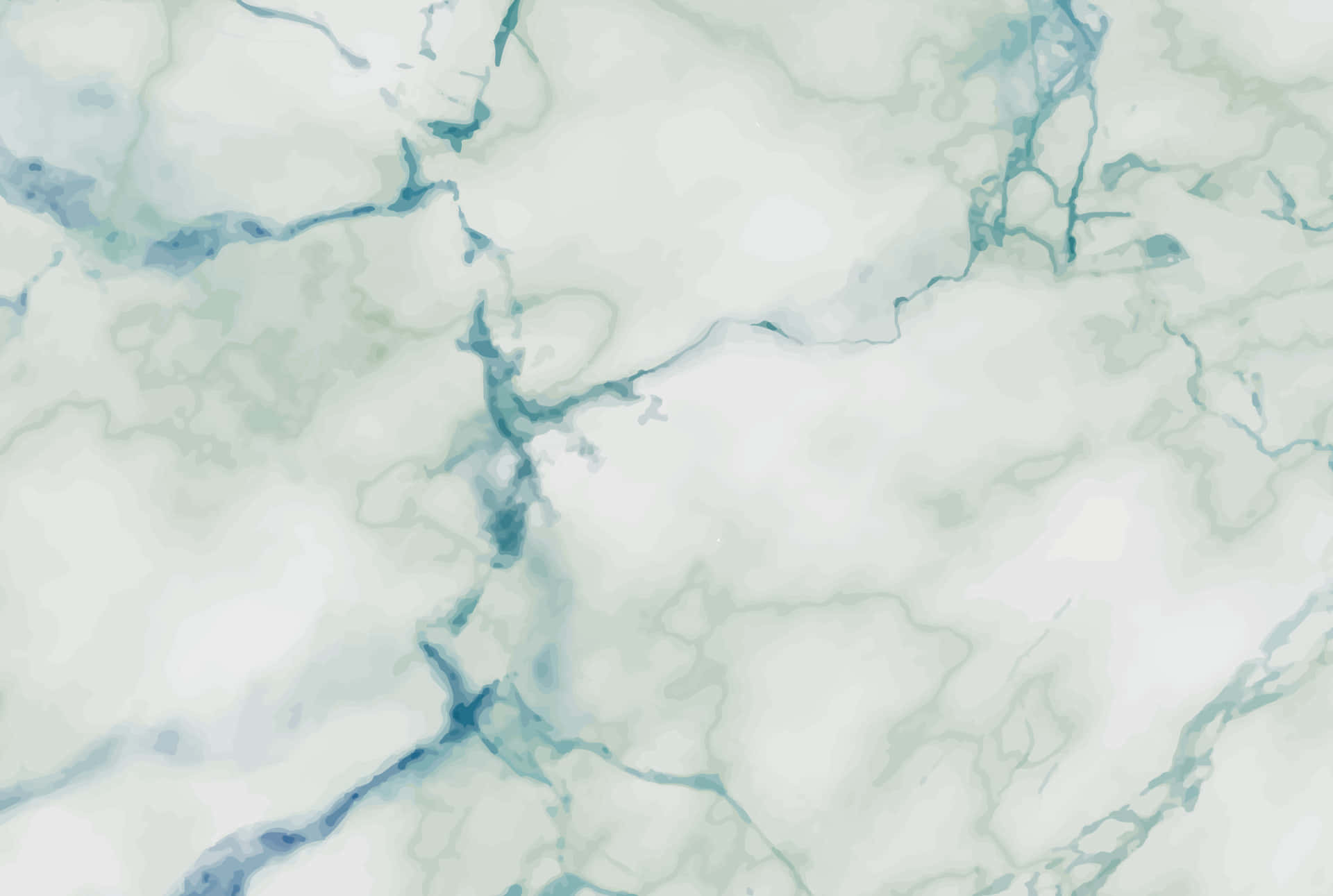 Light Blue Marble 桌布 壁紙 — 寧靜的抽象大理石紋理，在柔軟的白色背景上流動著藍色和綠色的紋路。