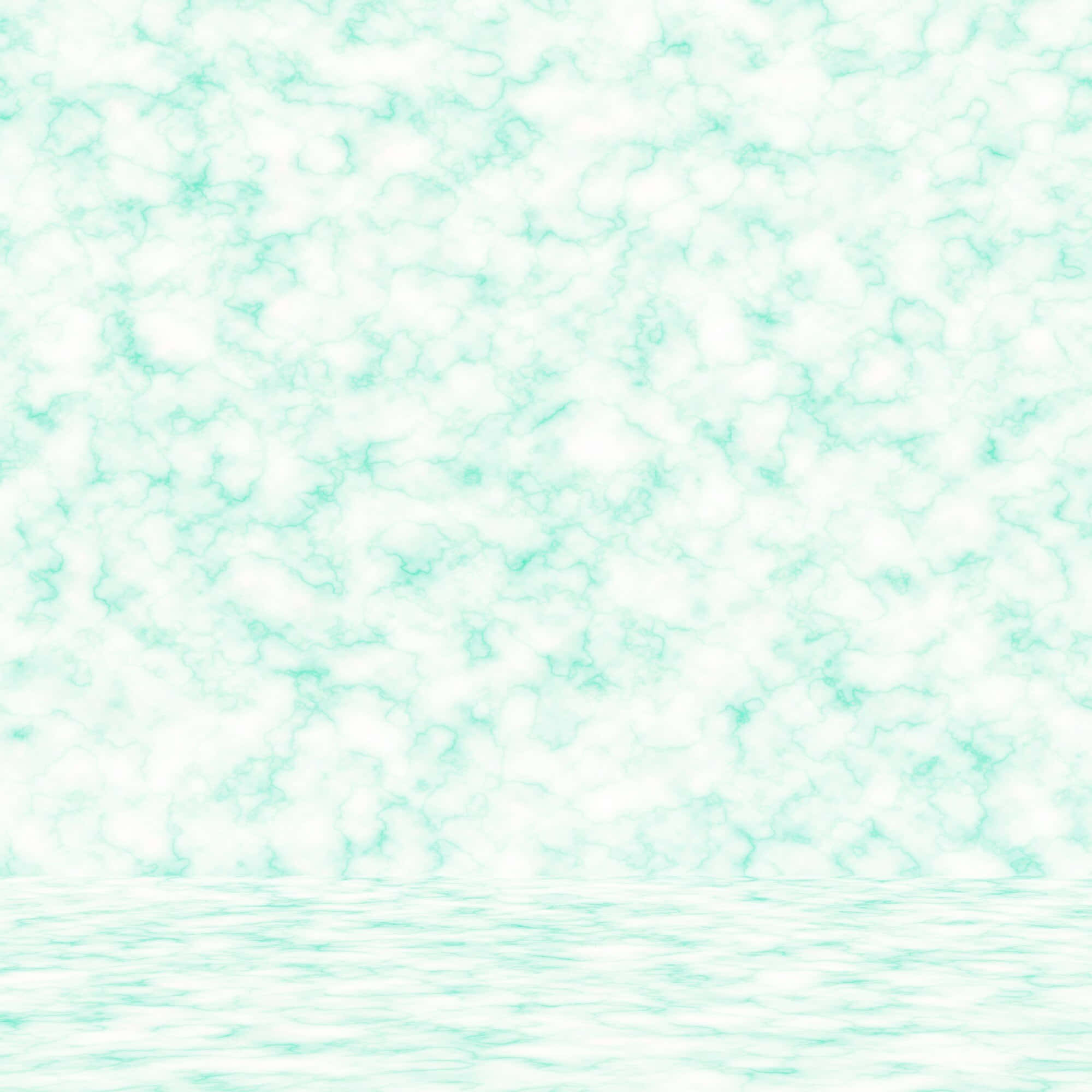Teal Marble 桌布 壁紙 — 寧靜的數位風景，帶有綠松石大理石紋的天空倒映在平靜的水面上。