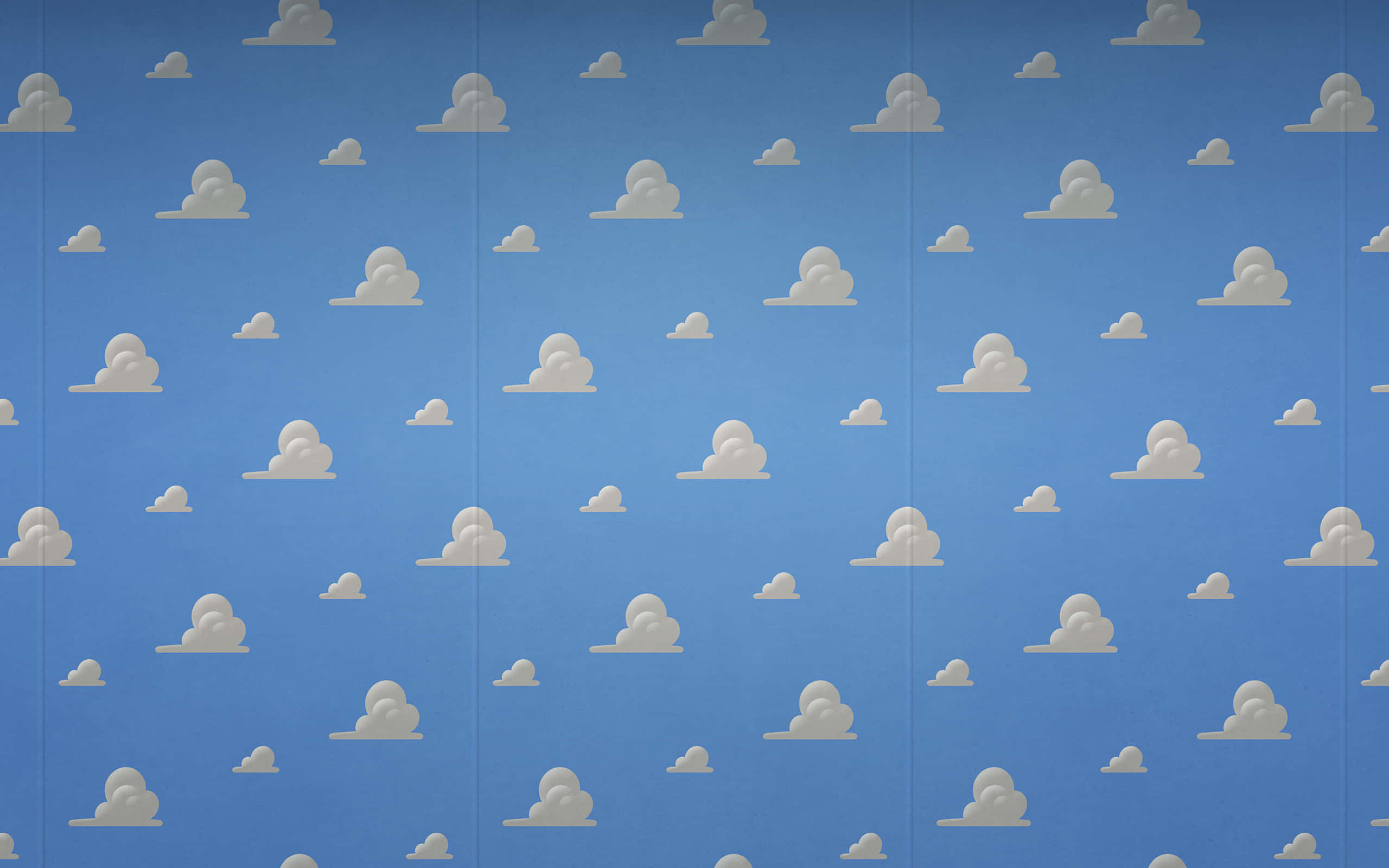Toy Story Cloud 桌布 壁紙 — 寧靜藍天桌布，帶有重複圖案中散落的白色卡通雲。