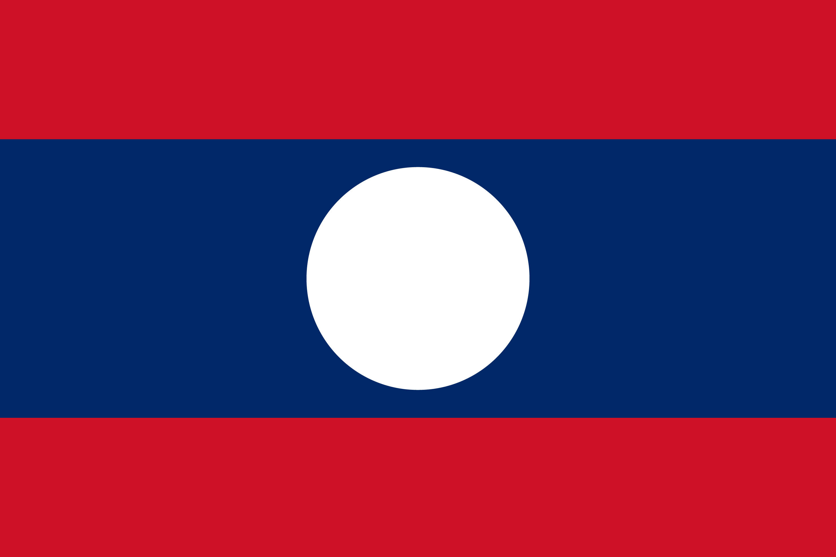 Flag 桌布 壁紙 — 寮國國旗在中央藍色條紋的上下方有紅色條紋，藍色部分中央有一個白色圓形。