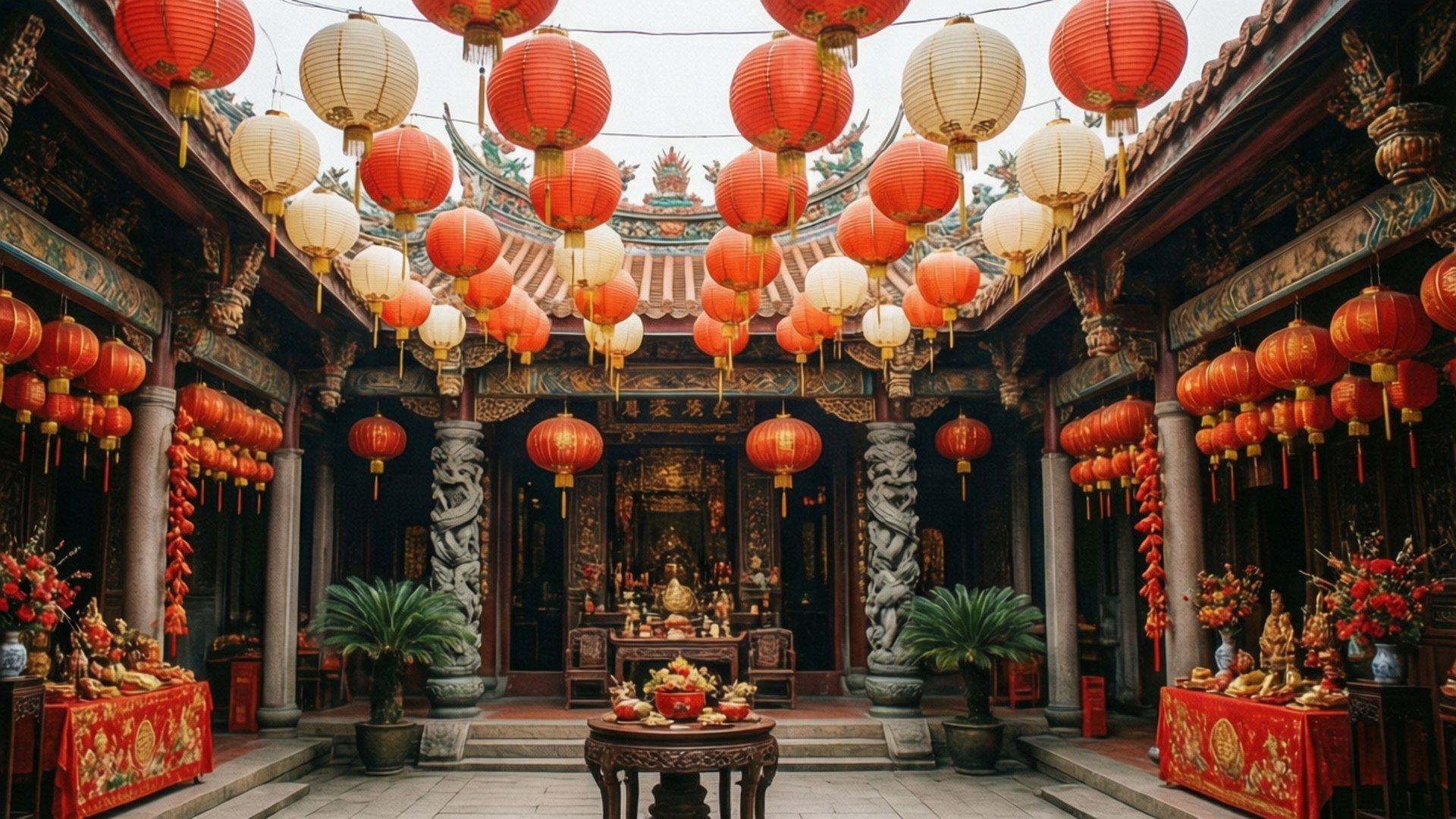 寺廟庭院節慶 壁紙