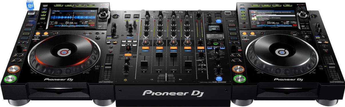 DJ 桌布 壁紙 — 專業Pioneer DJ控制器，帶有發光旋鈕和螢幕，用於混音。
