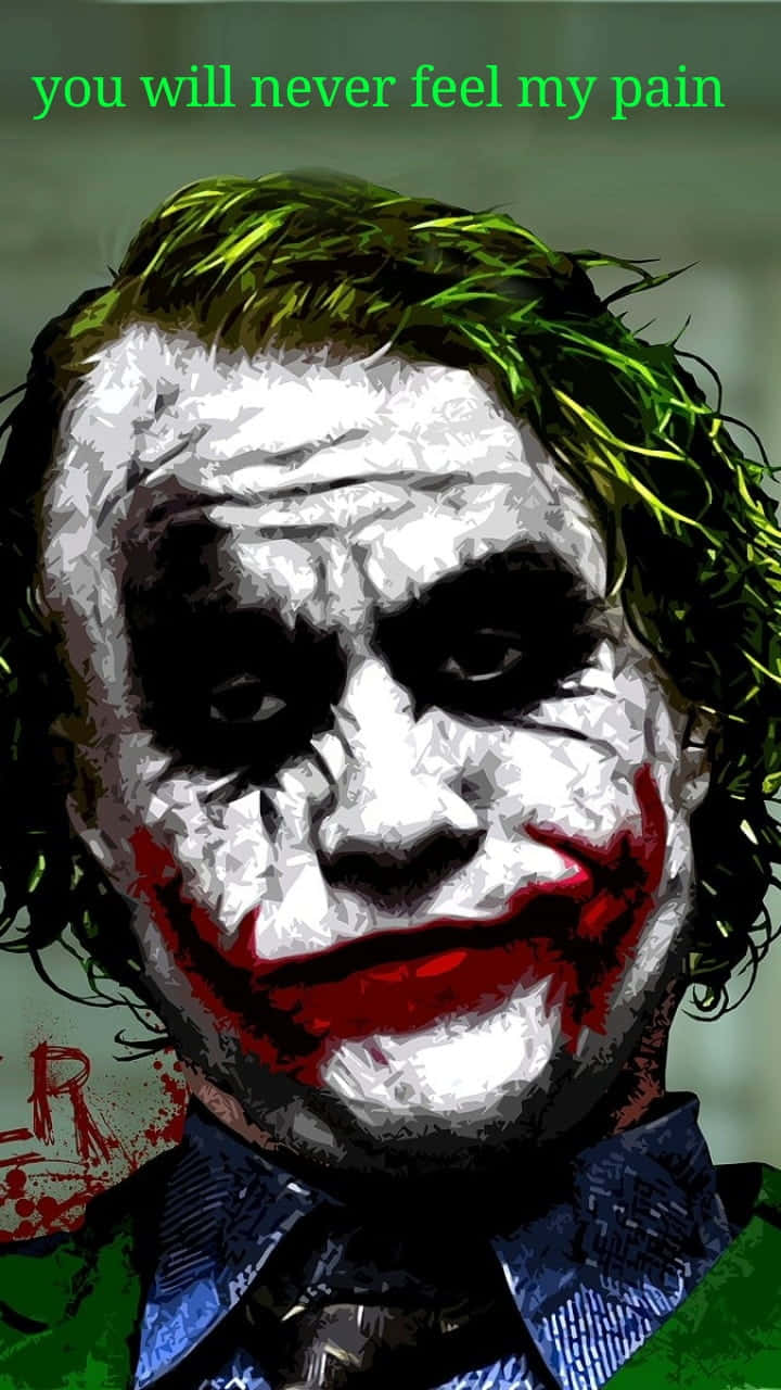 Joker Quotes 桌布 壁紙 — 小丑的風格化肖像，綠色頭髮、白色臉龐、紅色嘴唇和深色眼睛，背景模糊。