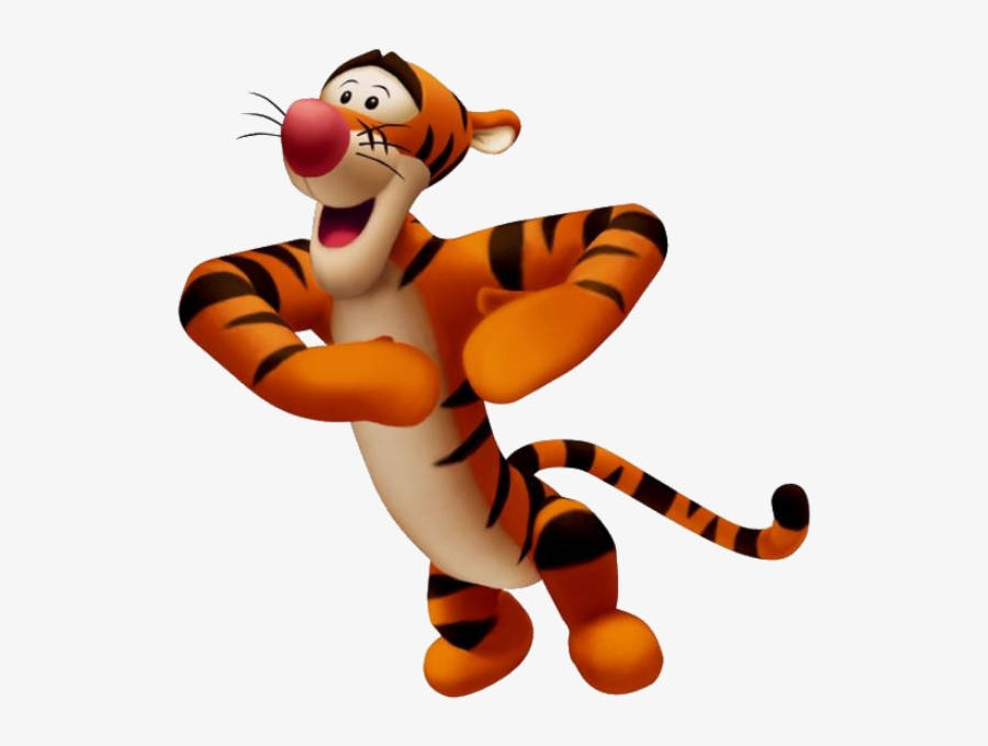 Tigger 桌布 壁紙 — 小熊維尼中的跳跳虎在純白色背景前交叉雙臂，咧嘴大笑，歡快地跳躍。