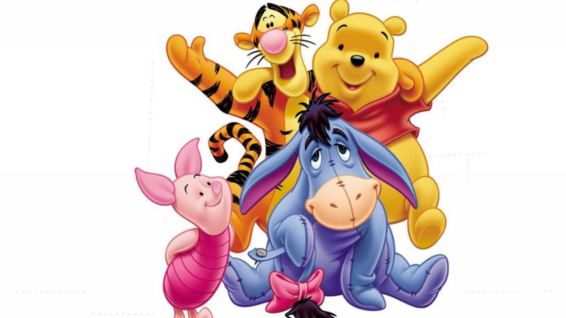小熊維尼和朋友們卡通角色一起微笑。 — Winnie the pooh GIF 壁紙