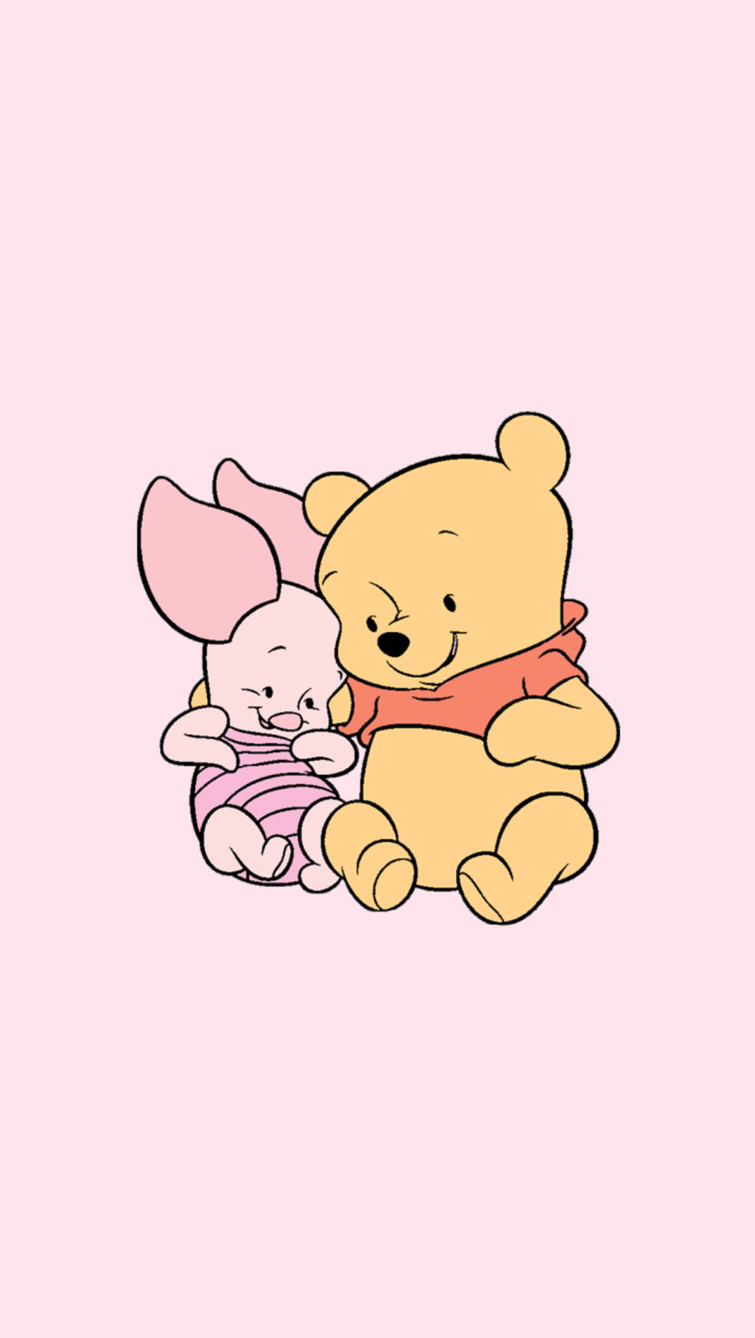 小熊維尼擁抱小豬的粉紅色背景卡通插圖。 — Winnie the pooh GIF 壁紙