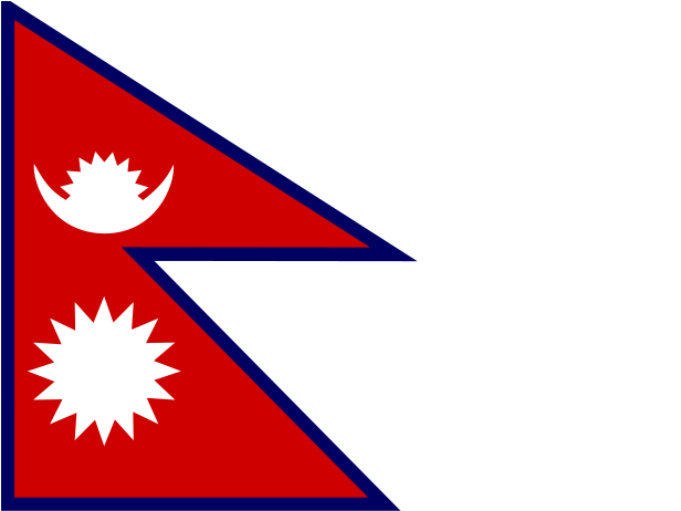 Flag 桌布 壁紙 — 尼泊爾國旗，白色背景上有兩個紅色三角形，以及白色太陽和月亮符號。