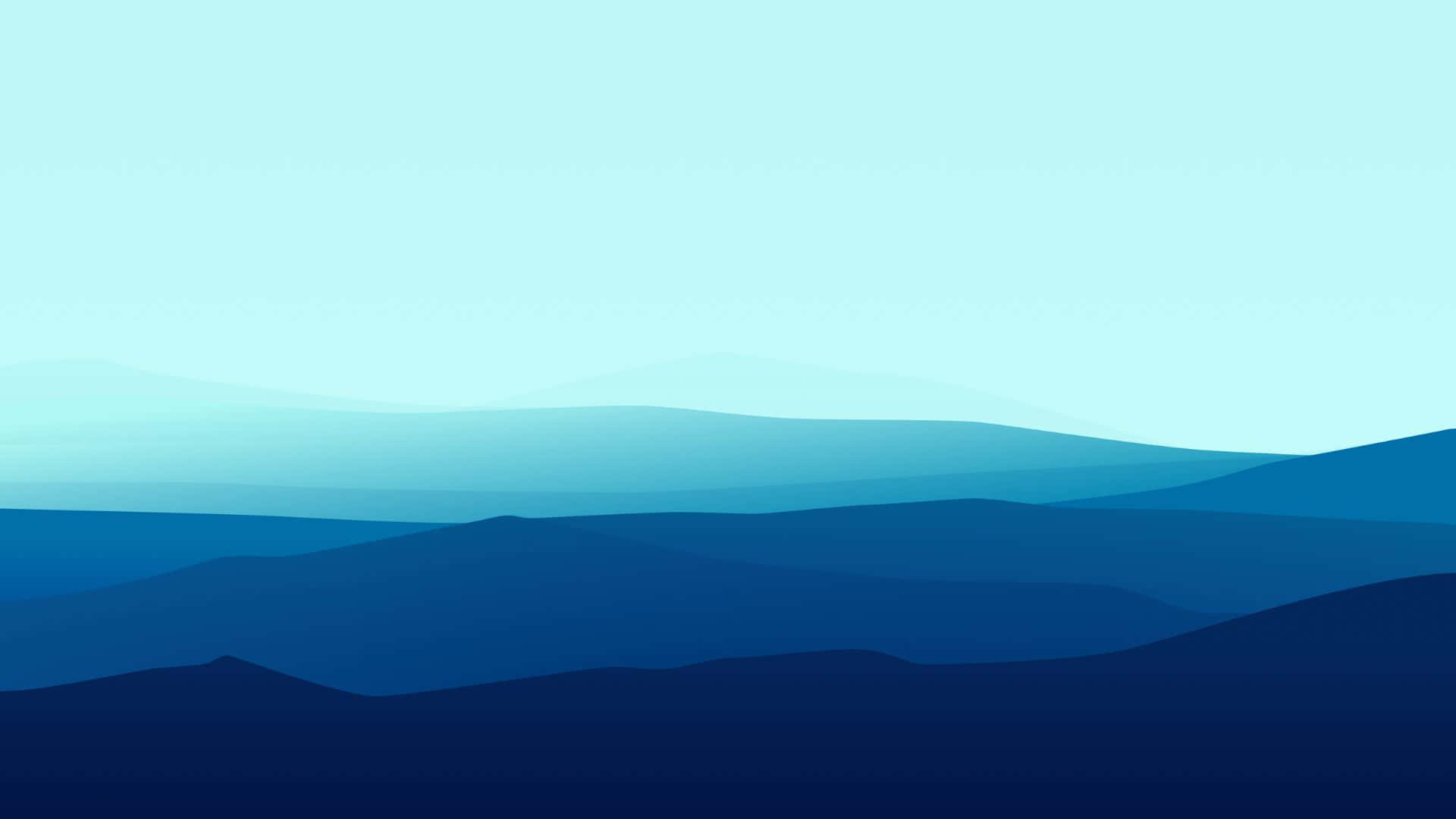 Minimalist Sky 桌布 壁紙 — 層疊的山脈在蒼白的天空下逐漸融入柔和的藍色調，營造出極簡寧靜的風景。