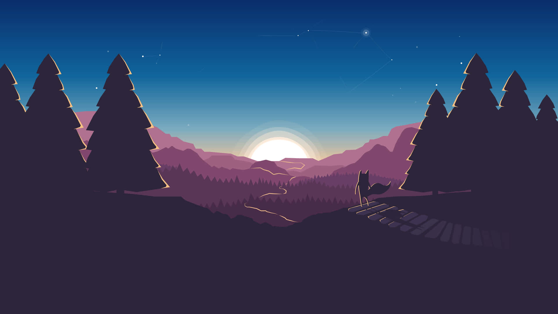 山巒夕陽