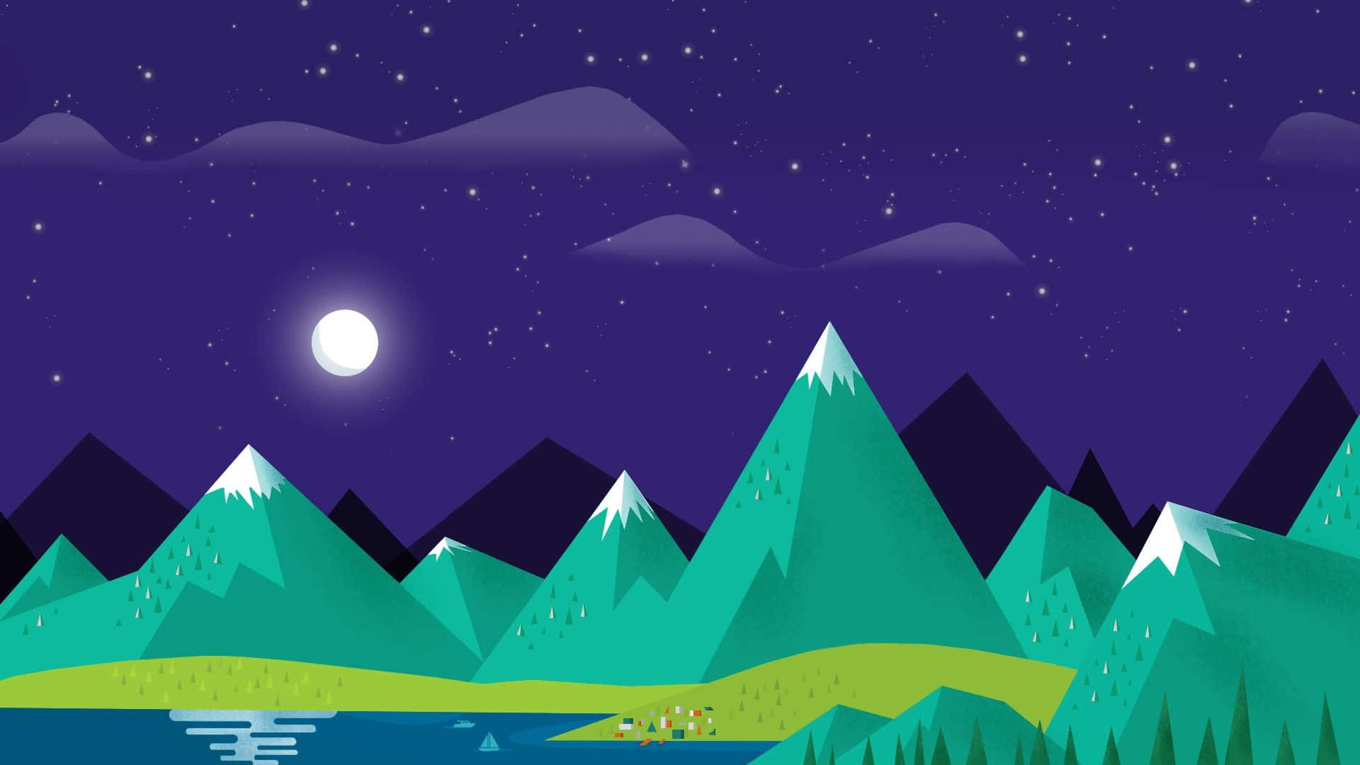 山湖夜景