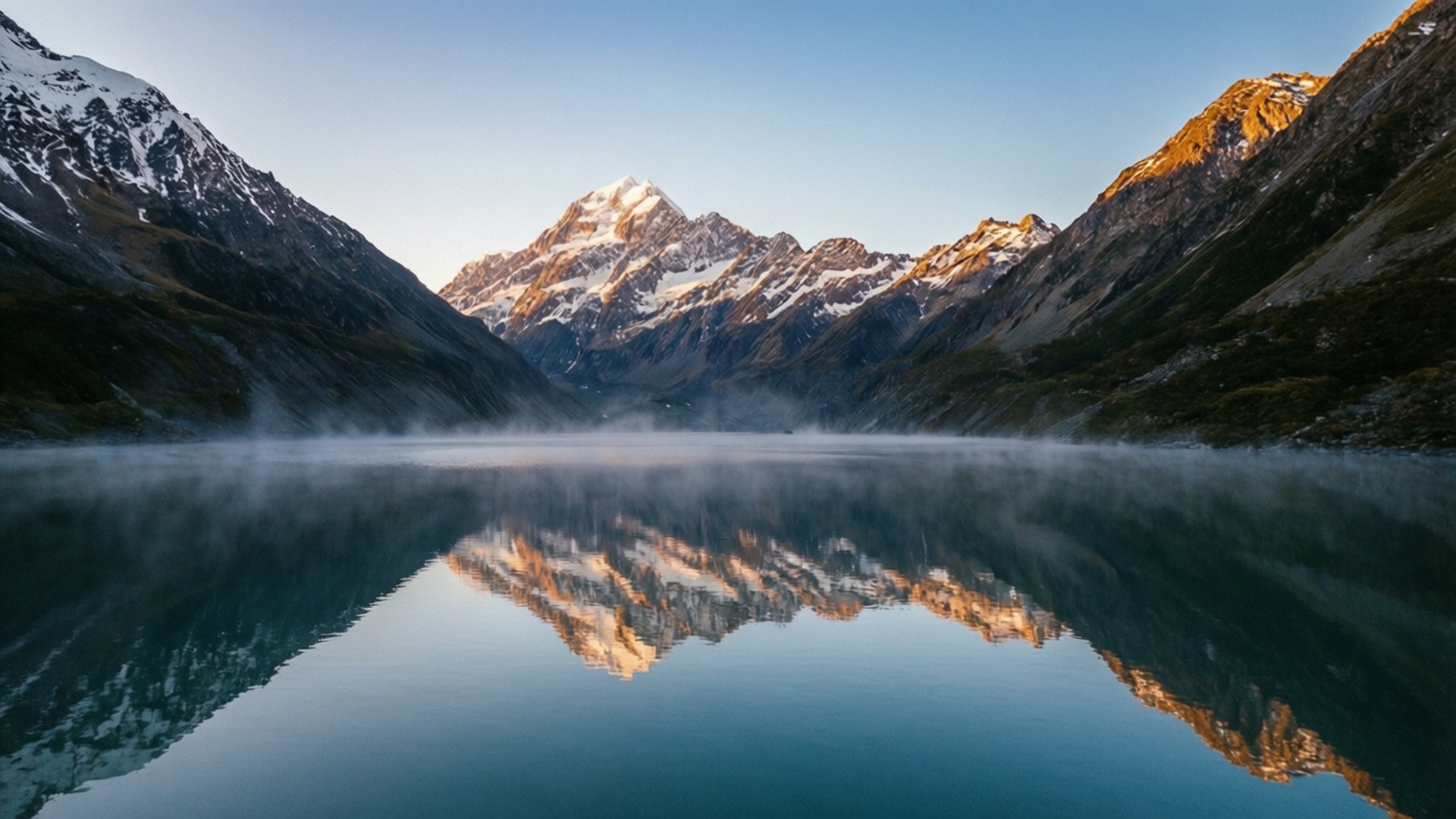 山間湖景日出 壁紙