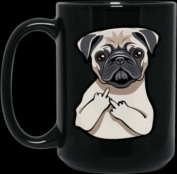 巴哥犬比中指黑色馬克杯 壁紙