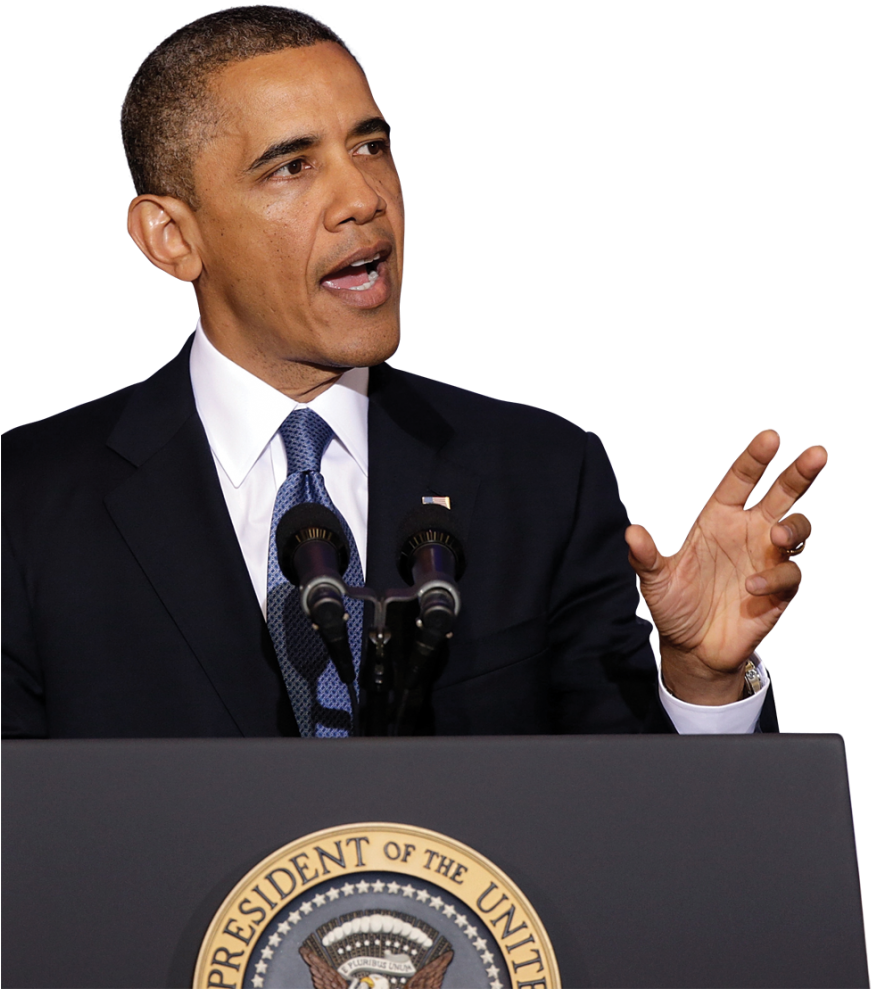 obama 桌布 壁紙 — 巴拉克·歐巴馬在黑色背景前，於戲劇性聚光燈下，在帶有總統印章的講台上熱情演講。