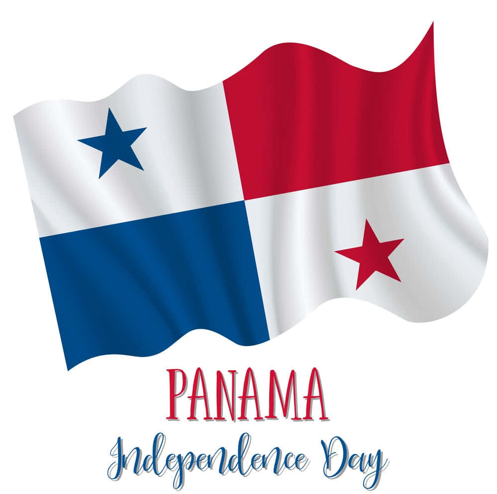 Independence 桌布 壁紙 — 巴拿馬國旗在白色背景上動態飄揚，下方有「PANAMA Independence Day」文字。