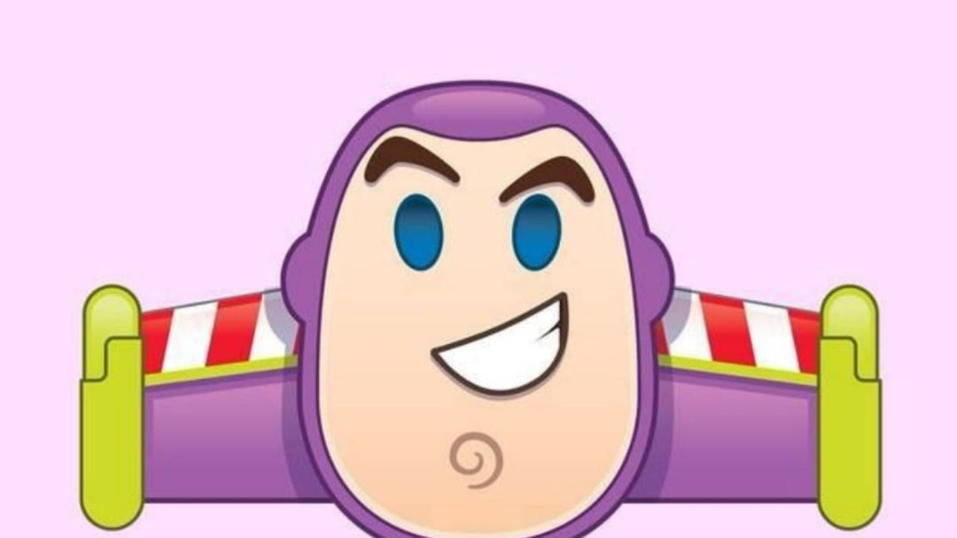 Buzz Lightyear 桌布 壁紙 — 巴斯光年卡通角色在柔和粉紅色背景上張開雙臂微笑。